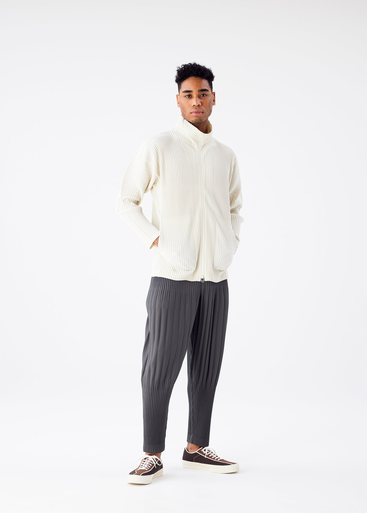 COLOR PLEATS ZIPUP JACKET - 5