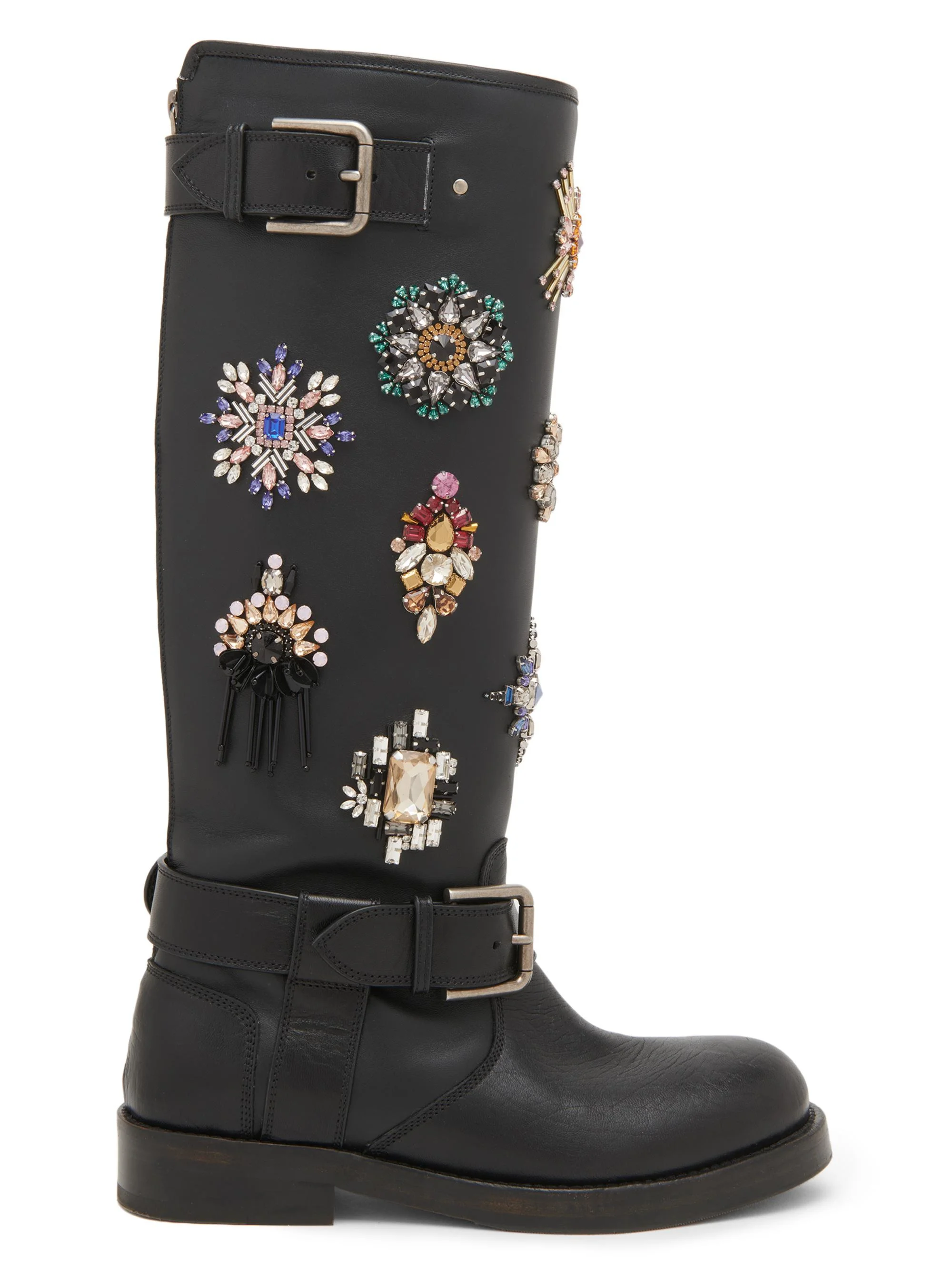 Women's Embellished Knee-High Boots - Nero - 1