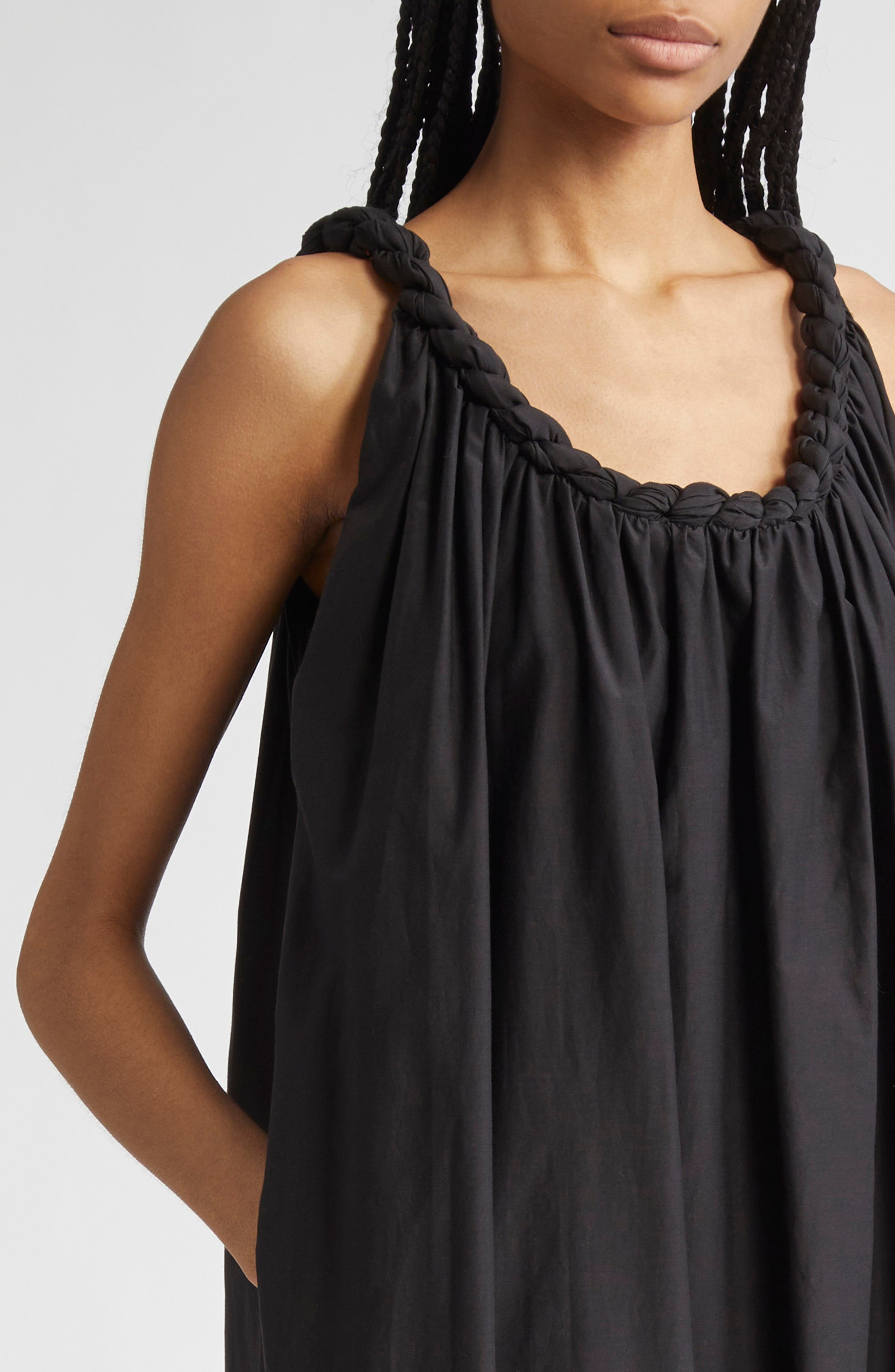 LOULOU DE SAISON Kika Gathered Cotton & Silk Voile Maxi Dress in Black at Nordstrom - 4