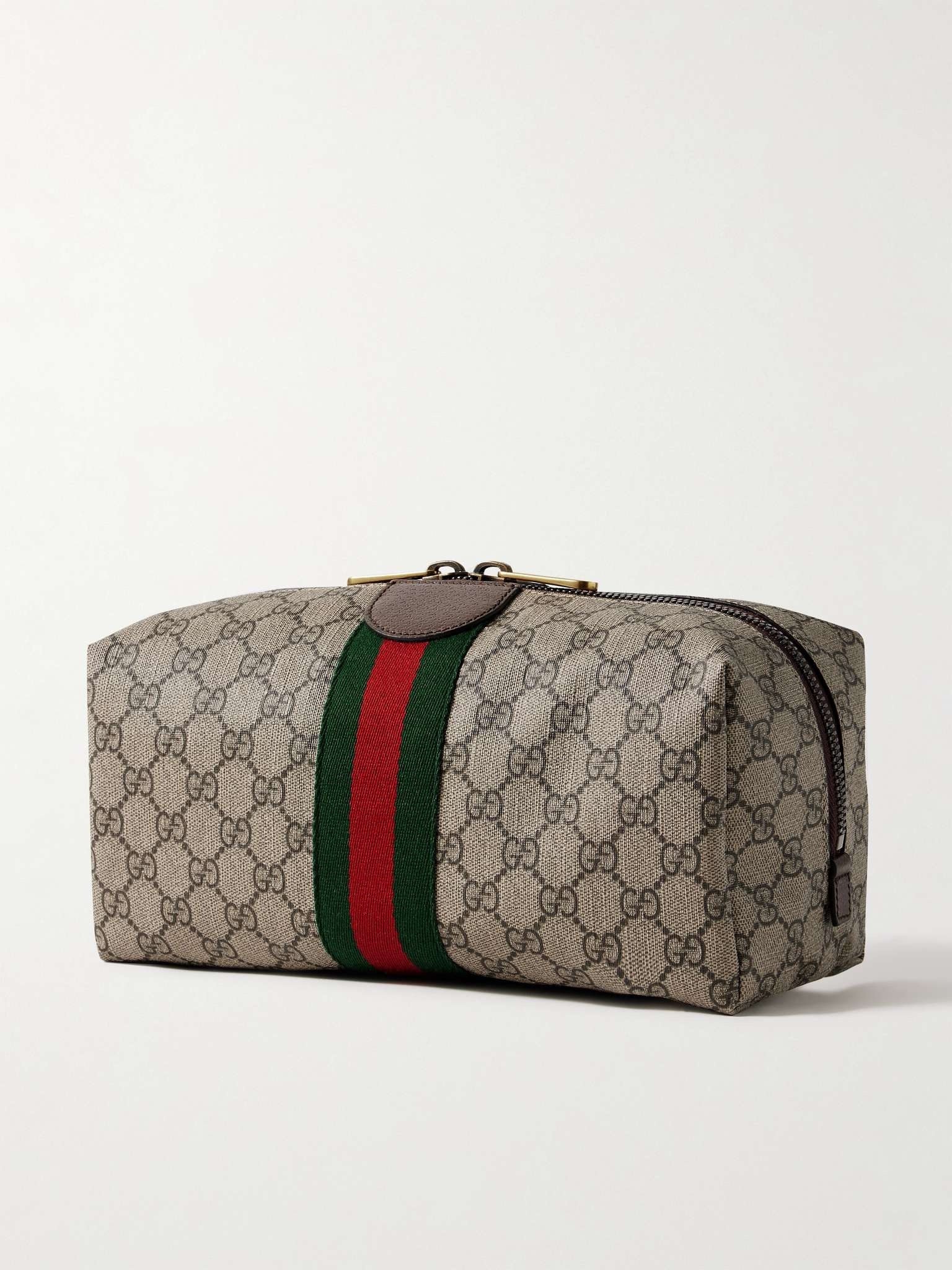 Savoy Leather-Trimmed Coated-Canvas Jacquard Wash Bag - 2