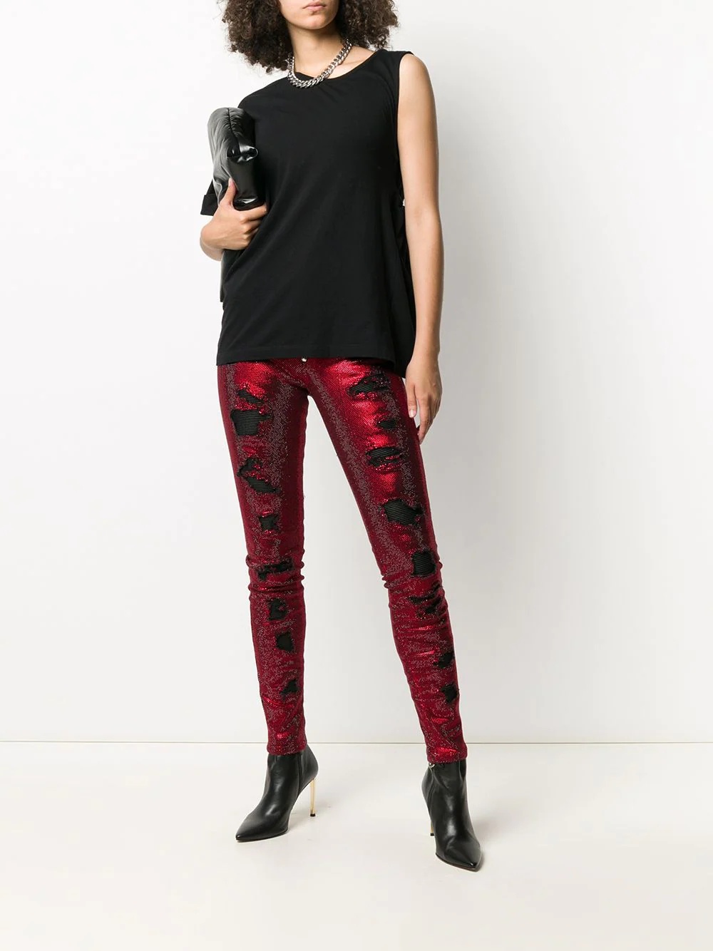 crystal embellished skinny jeans - 2