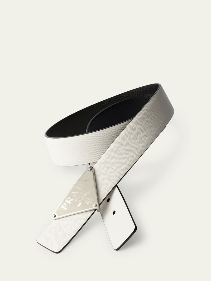 Prada Men's Saffiano Leather Triangle Belt Buckle outlook