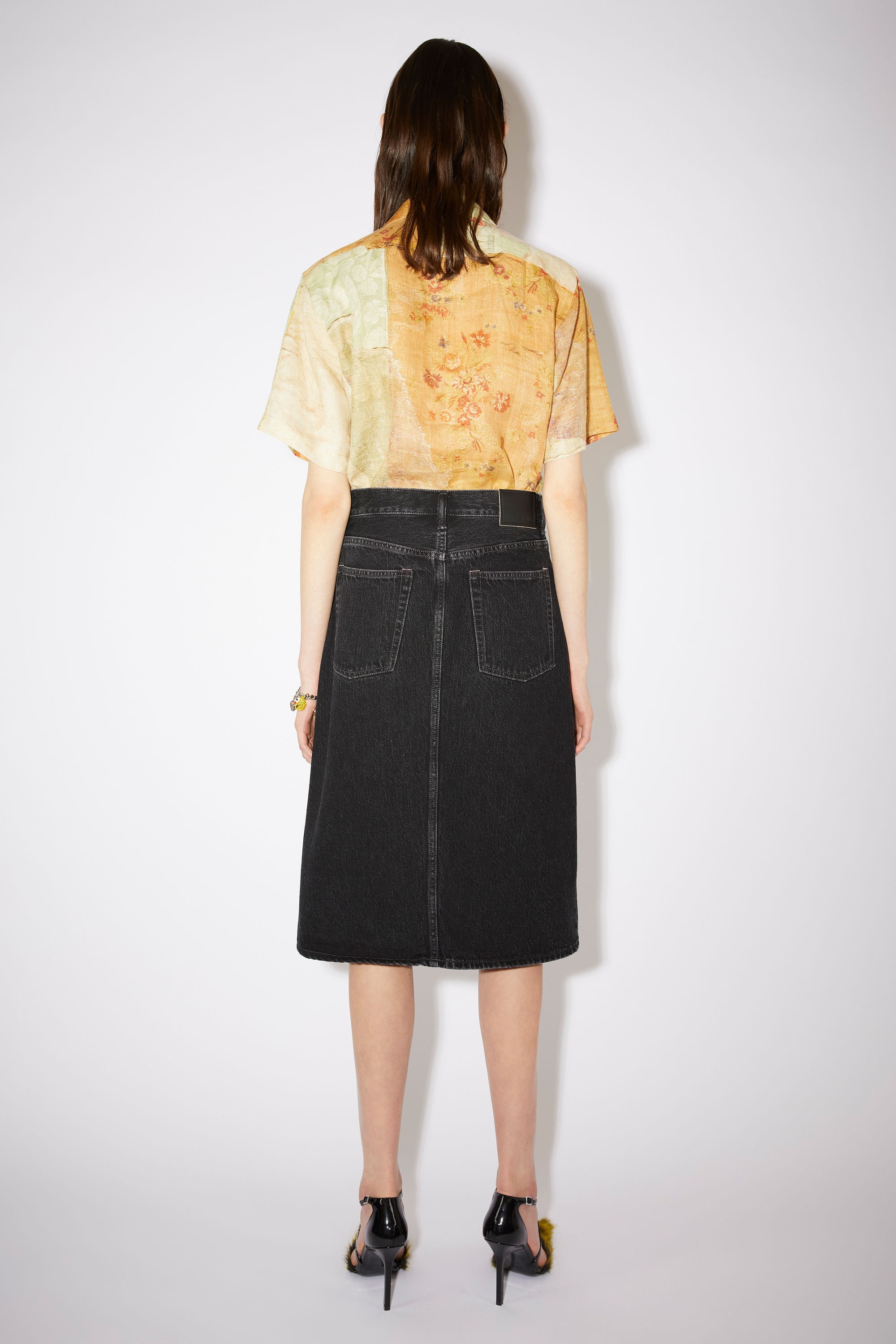 Denim midi skirt - Vintage black - 3