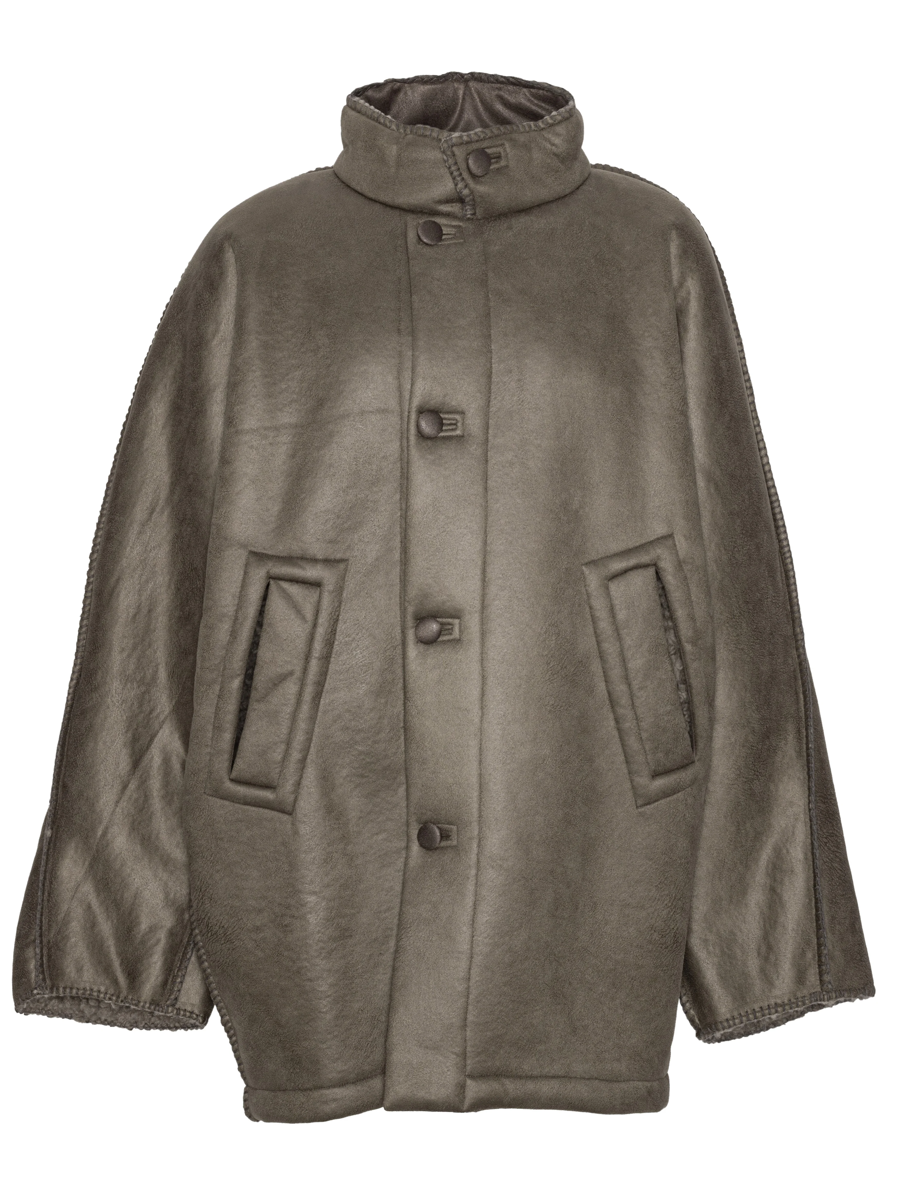 DART JACKET - GREY SHEARLING - 1