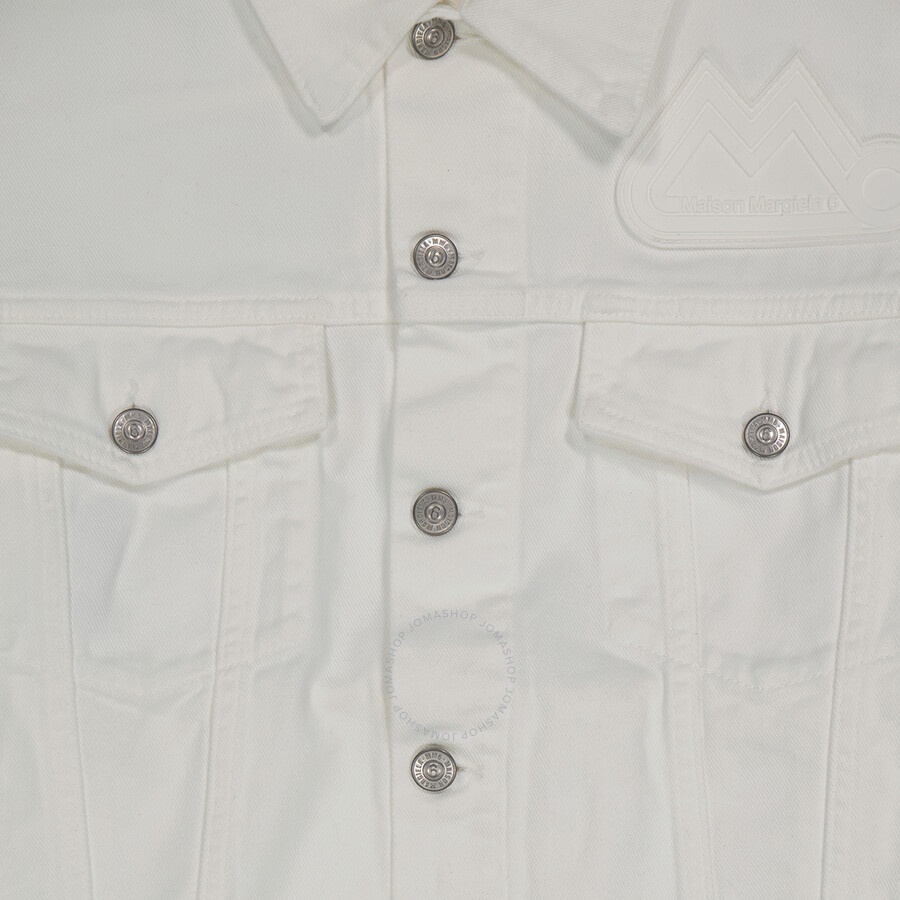 MM6 Ladies White Cut-out Detail Denim Jacket - 6
