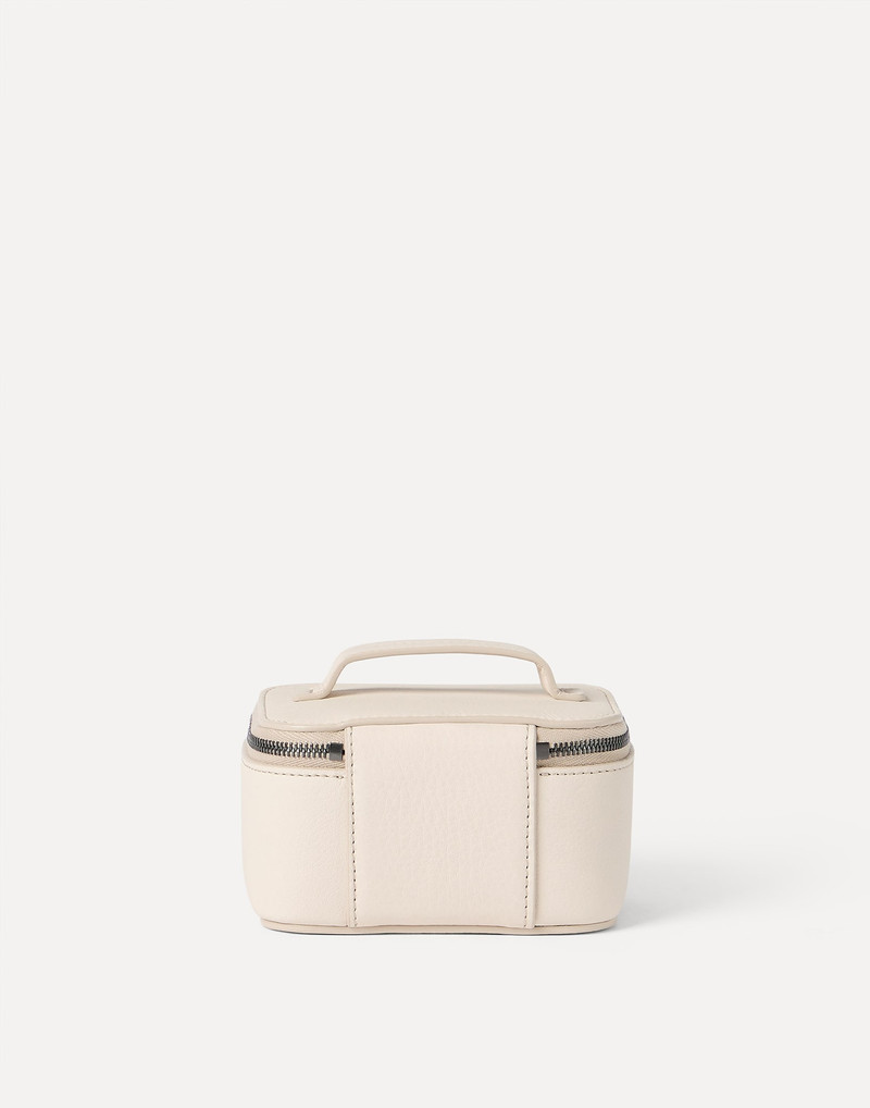 Brunello Cucinelli Grained calfskin jewelry box with shiny zipper pull outlook