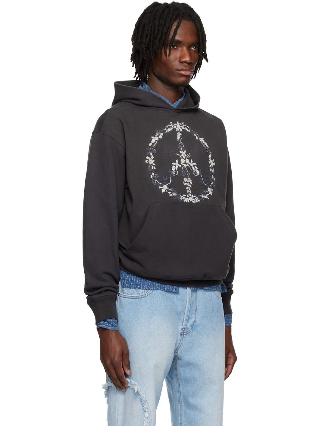 Gray Hand-Embroidered Hoodie - 2