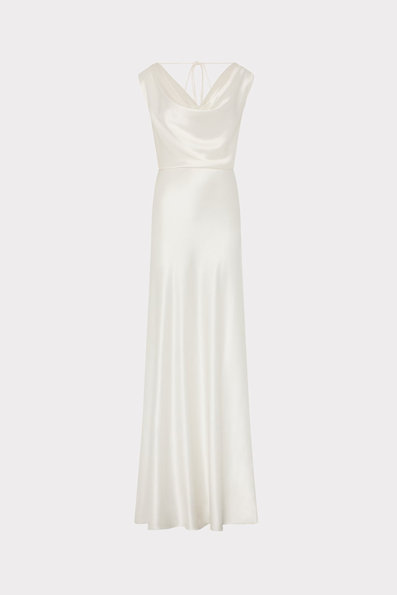 Hammered Satin Cowl Neck Gown 1