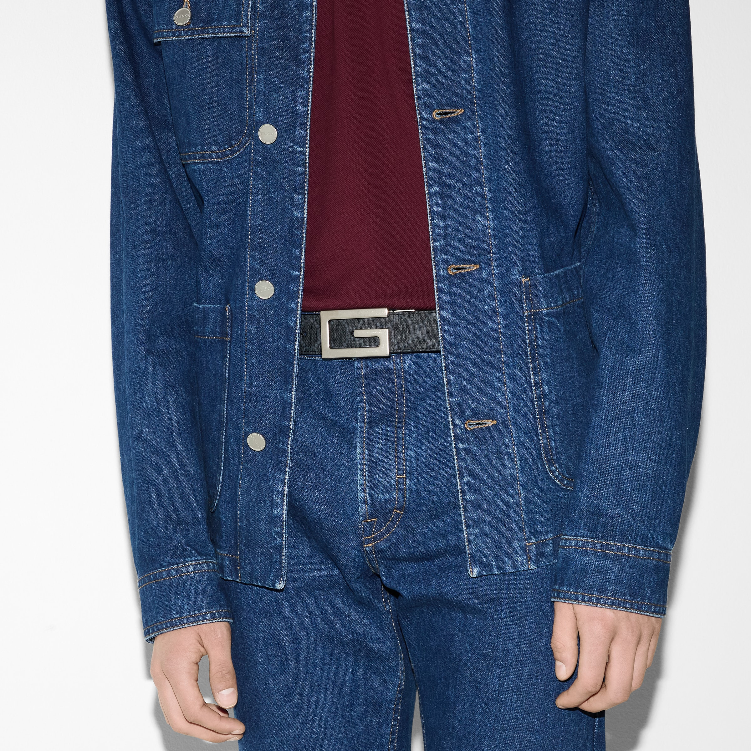 Reversible belt with Square G buckle - 3