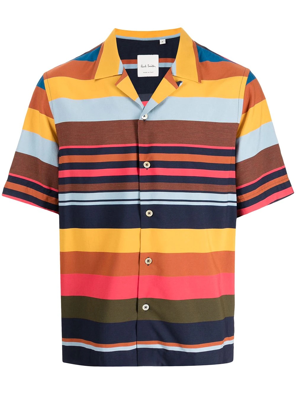 striped colour-block short-sleeve shirt - 1