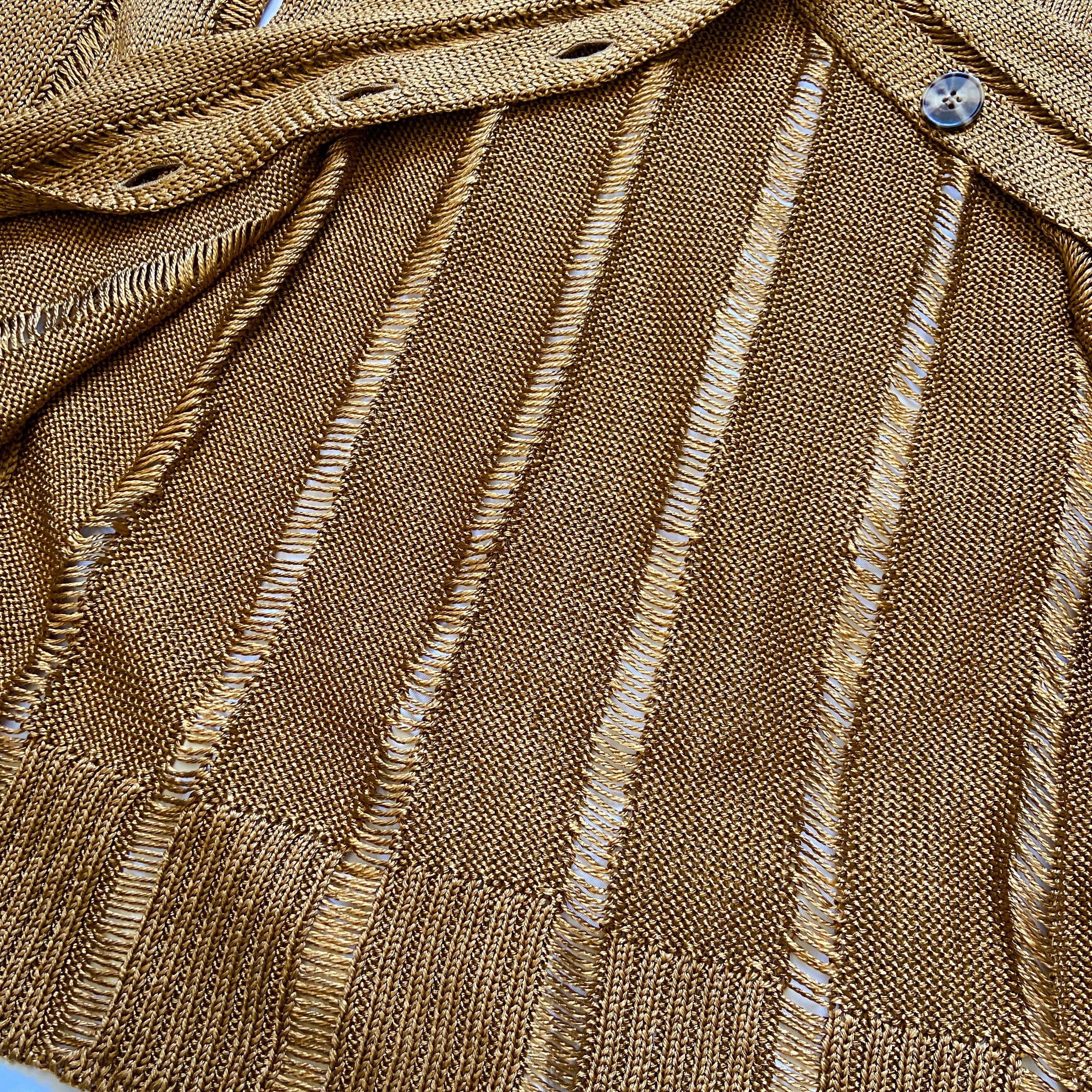 Jean Paul Gaultier gold open knit cardigan XS - 8