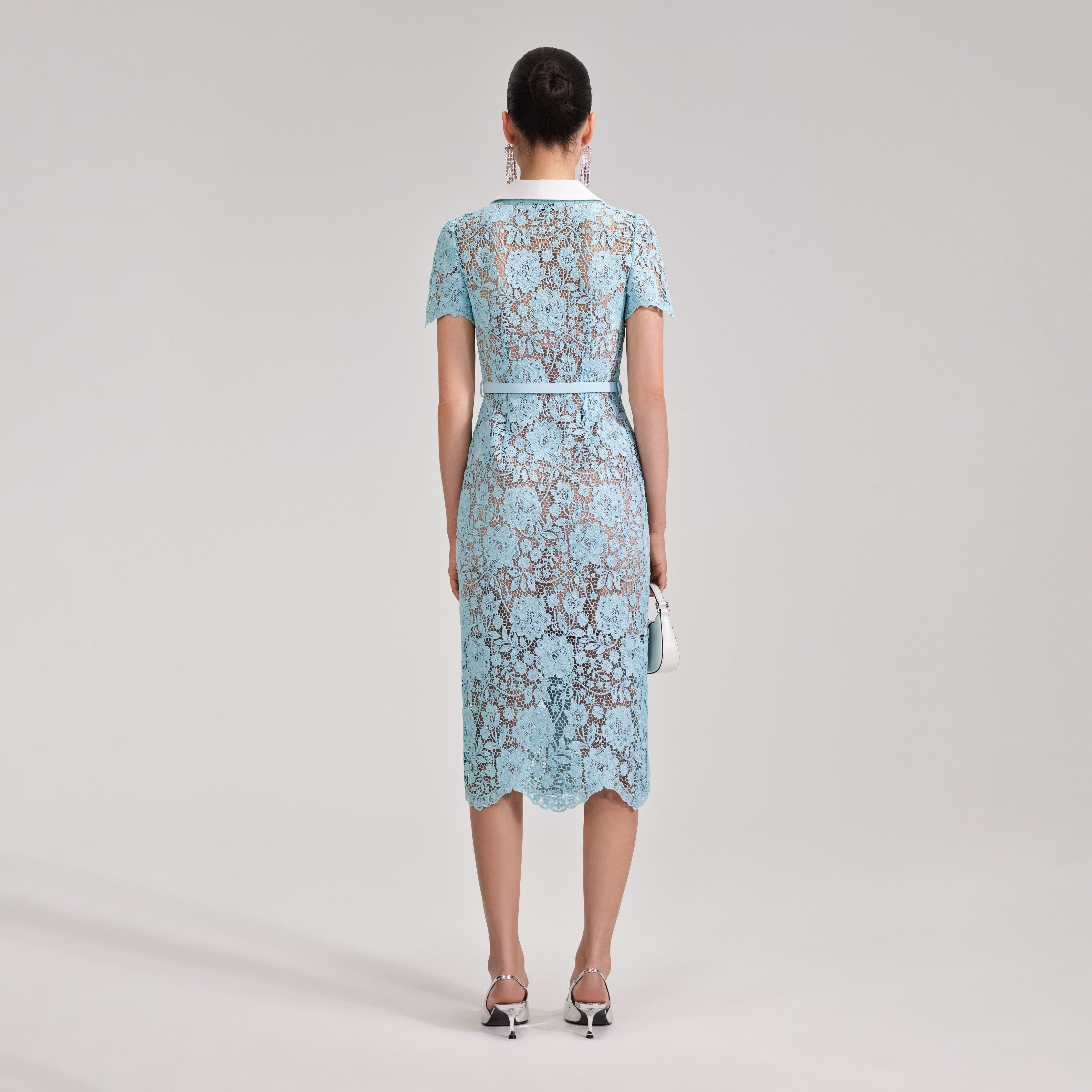 Blue Cord Lace Midi Dress - 3