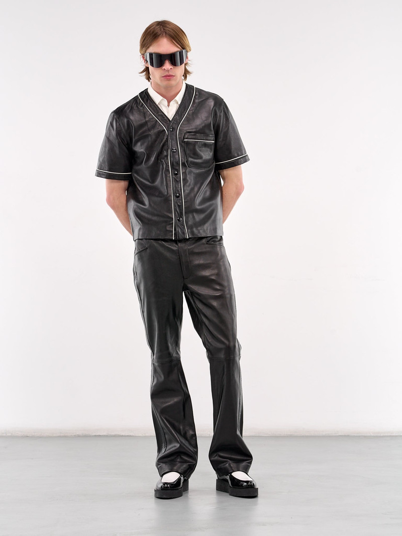 ERNEST W. BAKER Snake Trim Leather Flare Trousers outlook