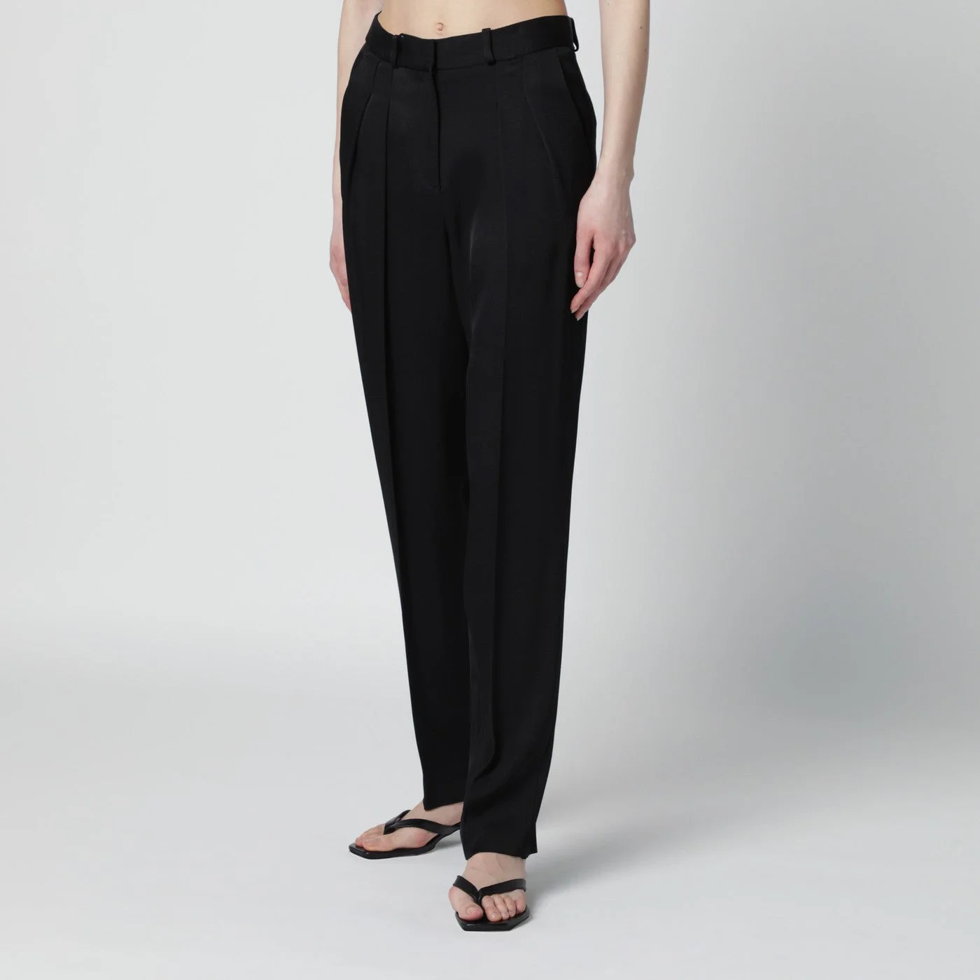 Black wool-blend trousers - 1