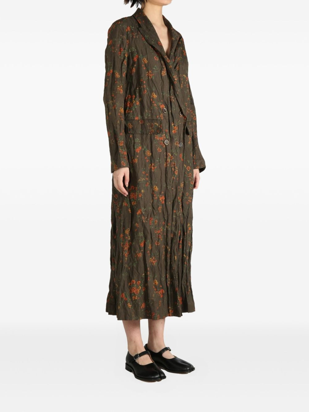 floral-print double-breasted coat - 2
