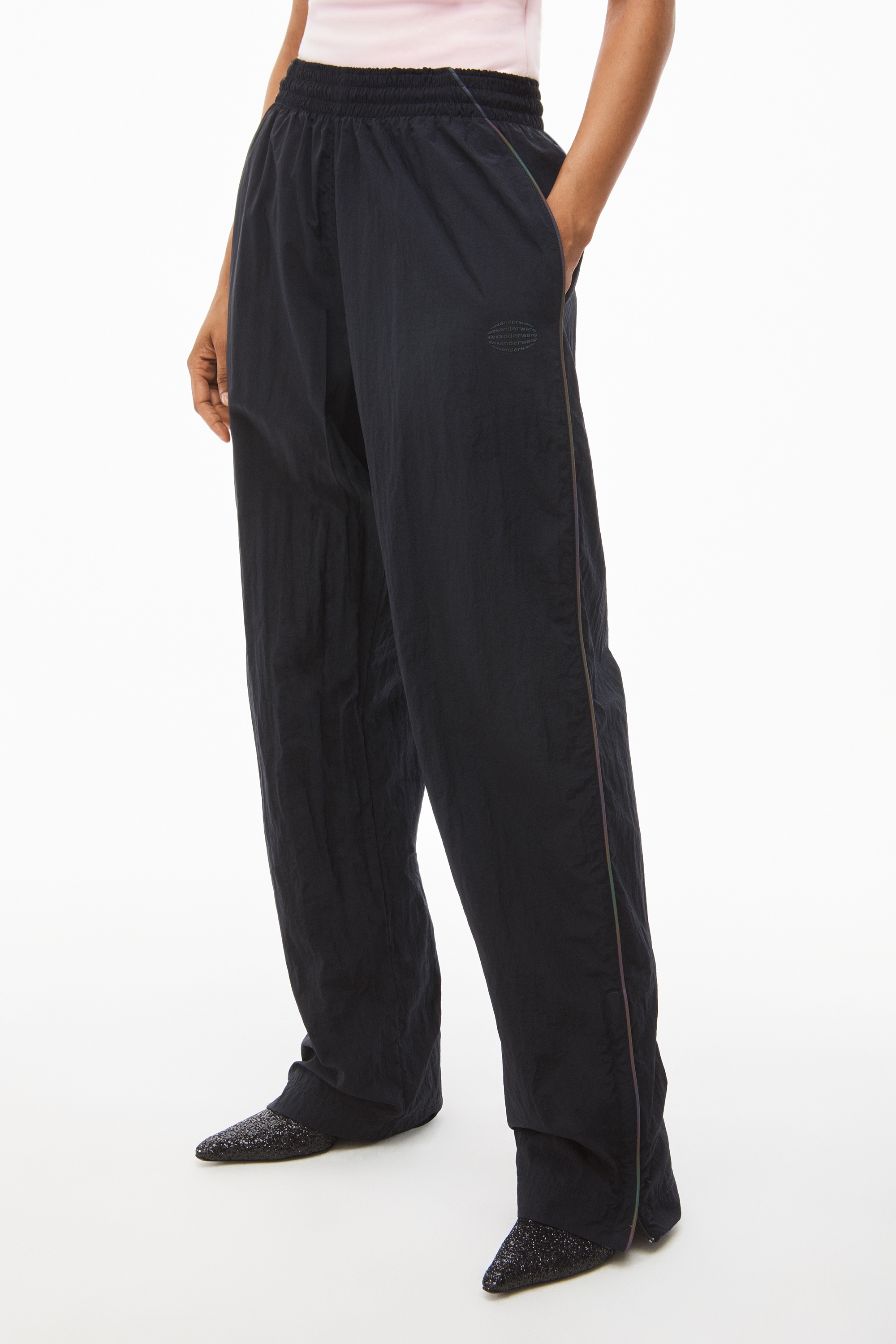 Alexander Wang Track Pant In Satin Jersey in Black