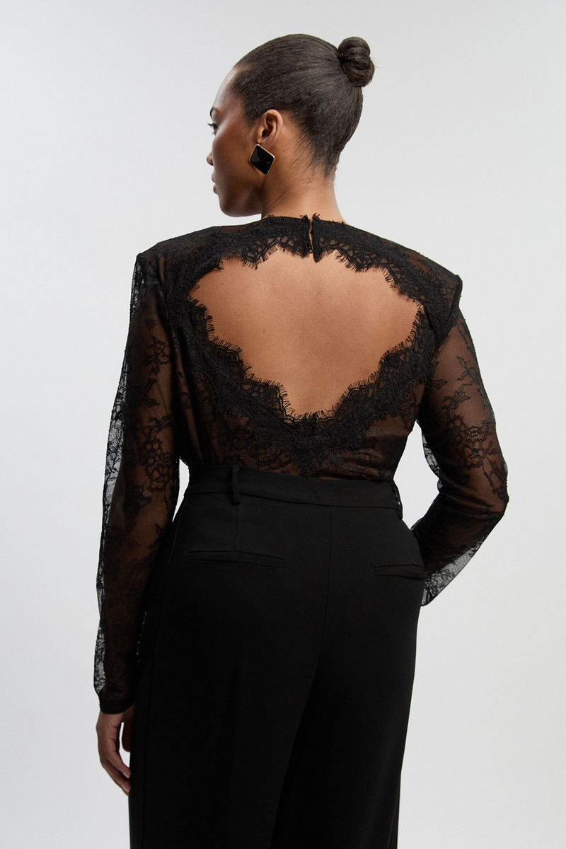 Plus Size Lace Long Sleeve Bodysuit 5