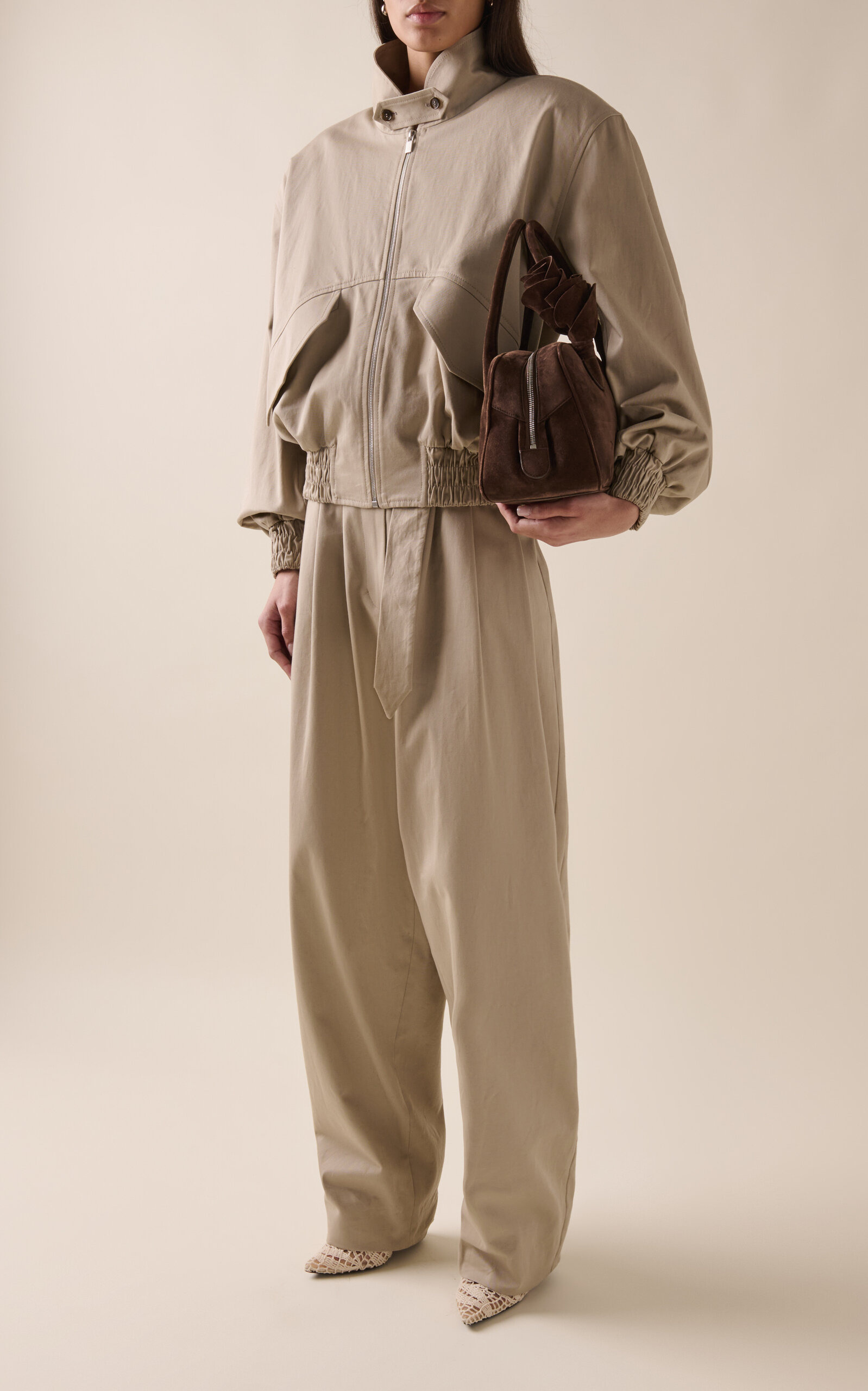 Wide Leg Cotton Pants nude - 2