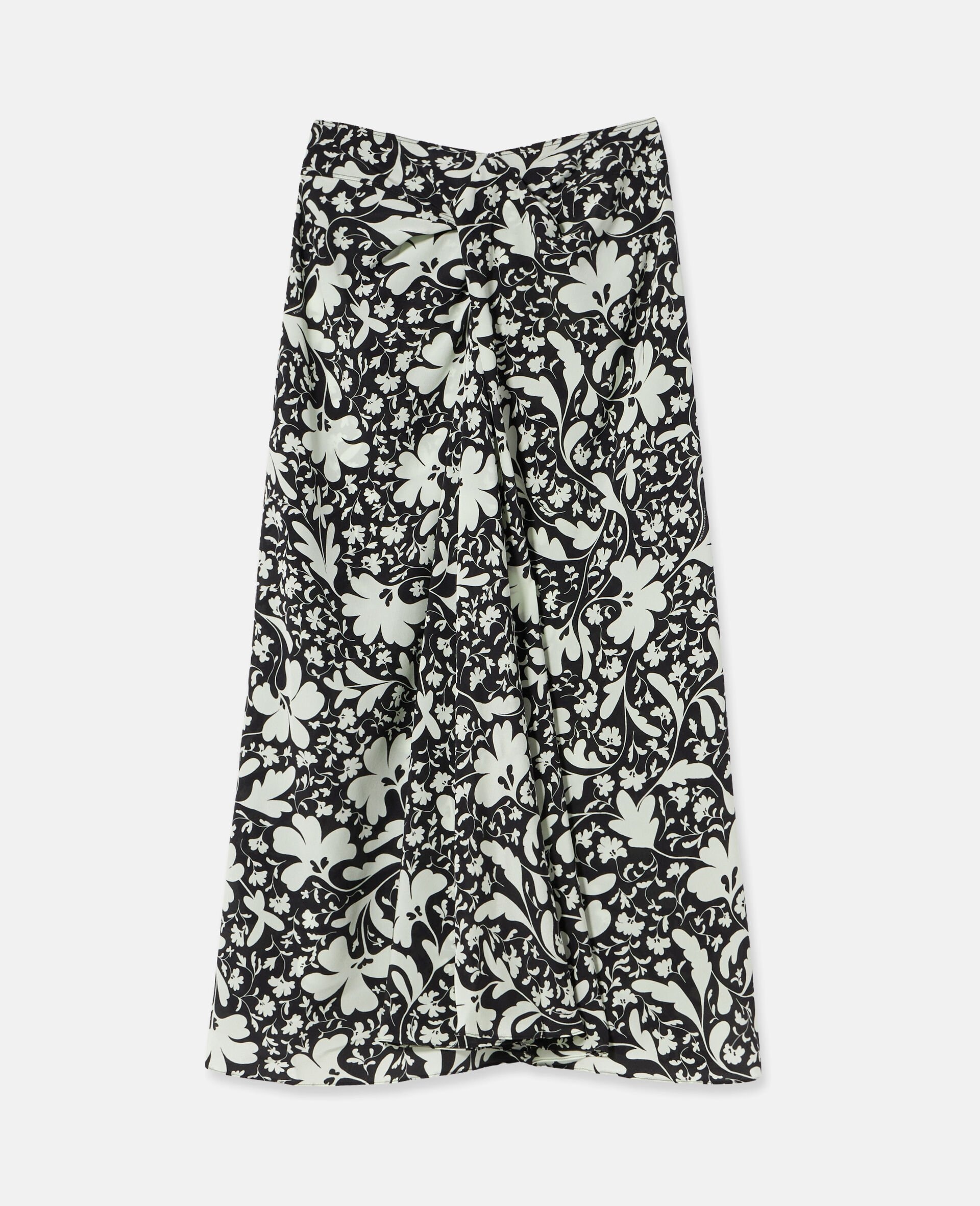Forest Floral Print Silk Skirt - 1