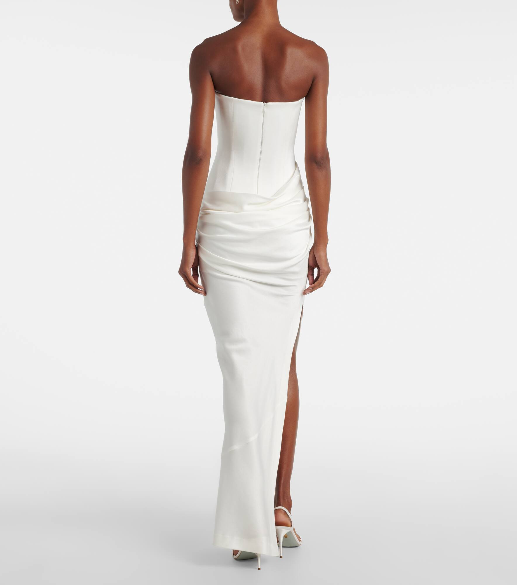Bridal draped crêpe satin corset gown - 3