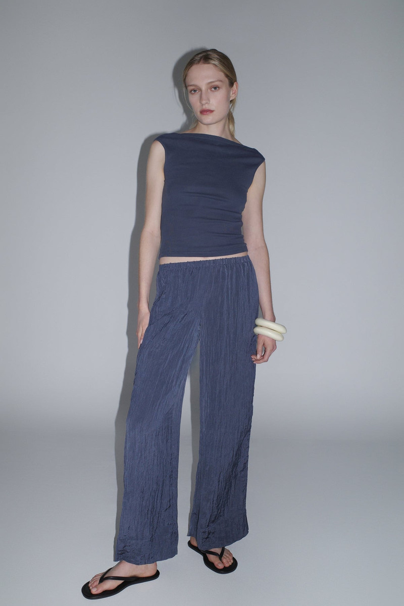 Crinkle Relaxed Pants - Ink 7