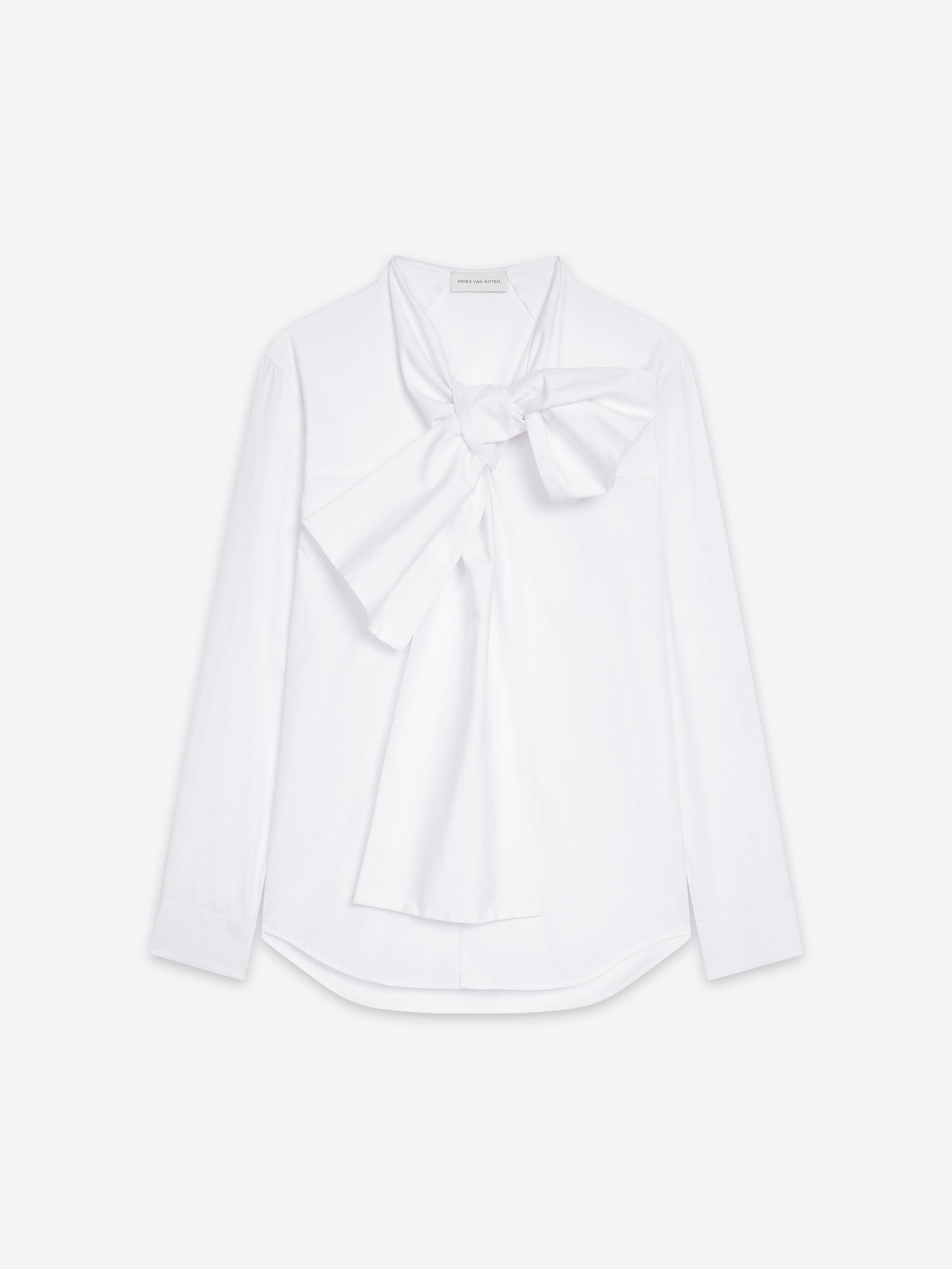 BOW NECK COTTON SHIRT - 1