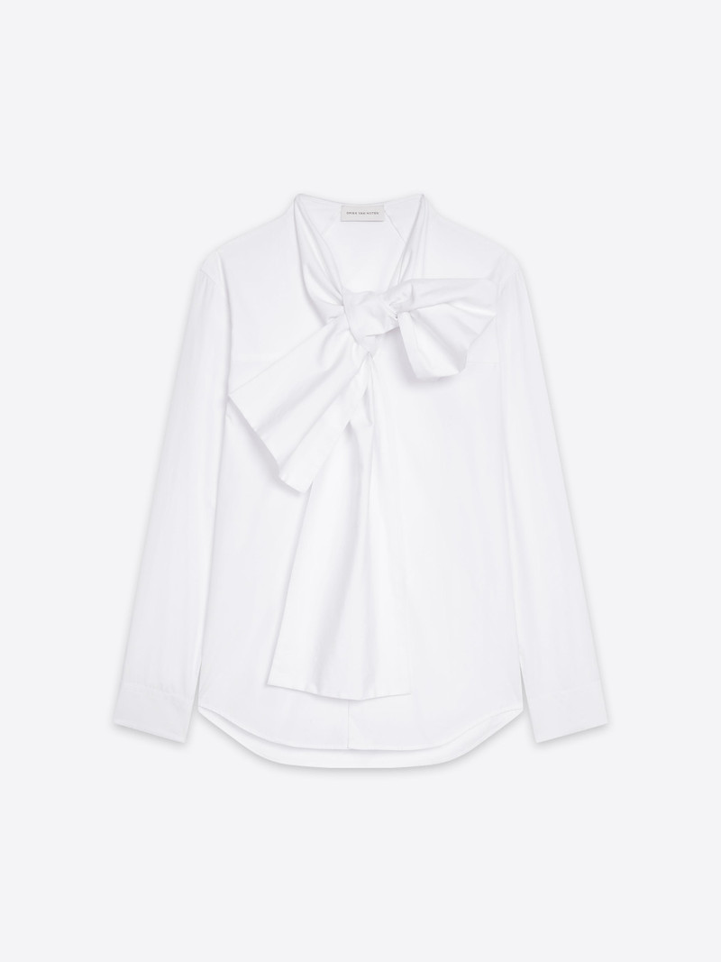 BOW NECK COTTON SHIRT 1