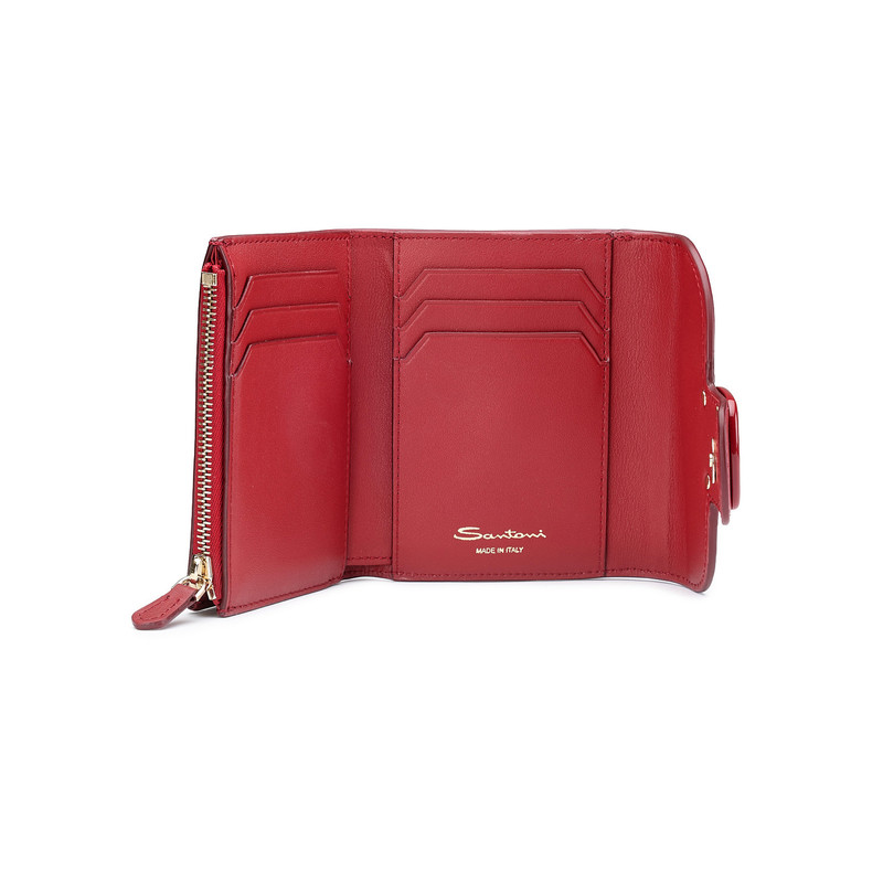 Red leather wallet with coin pocket 3