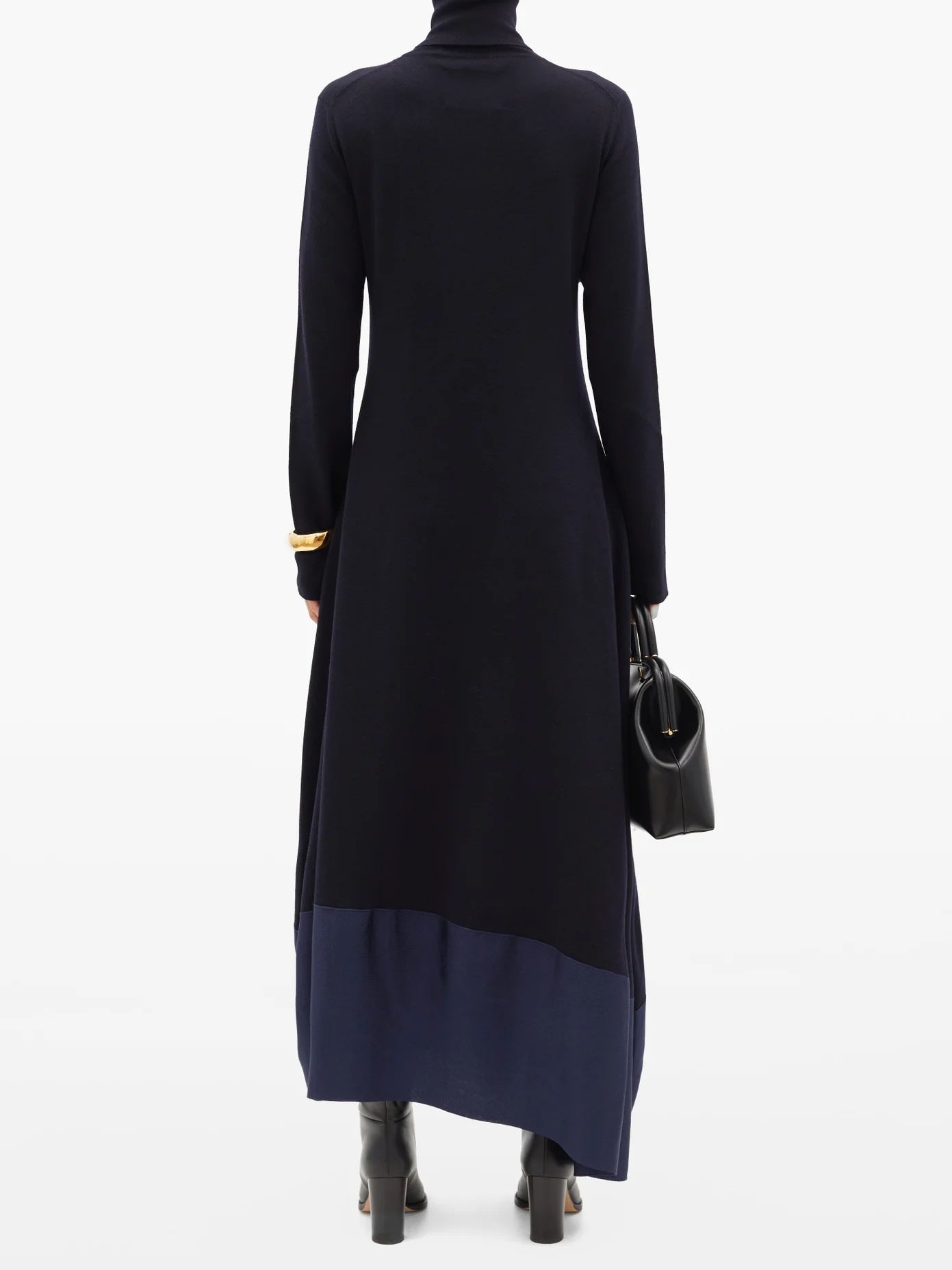 Asymmetric wool-blend midi dress - 5