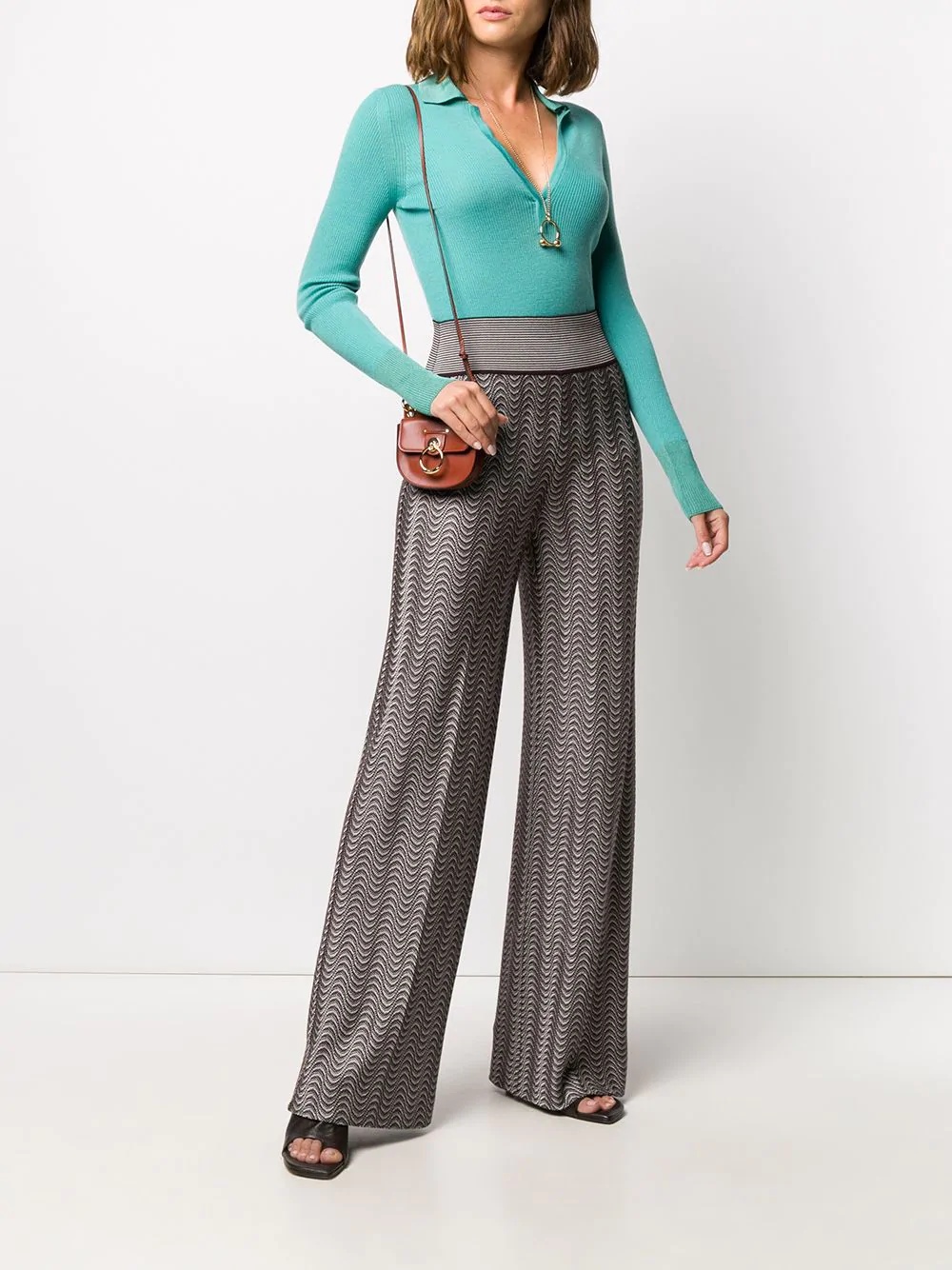 wave-pattern knit trousers - 2