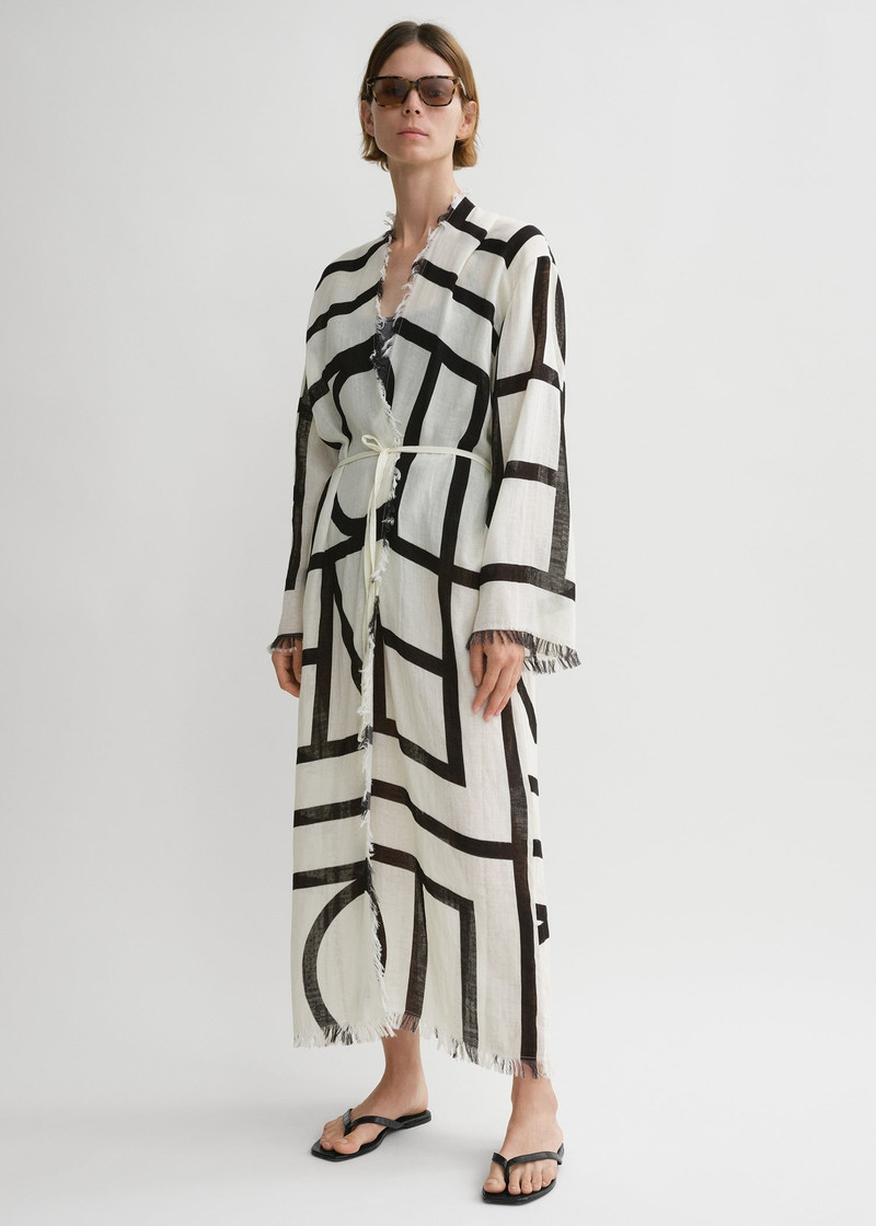 Totême Monogram wrap dress ecru/black outlook