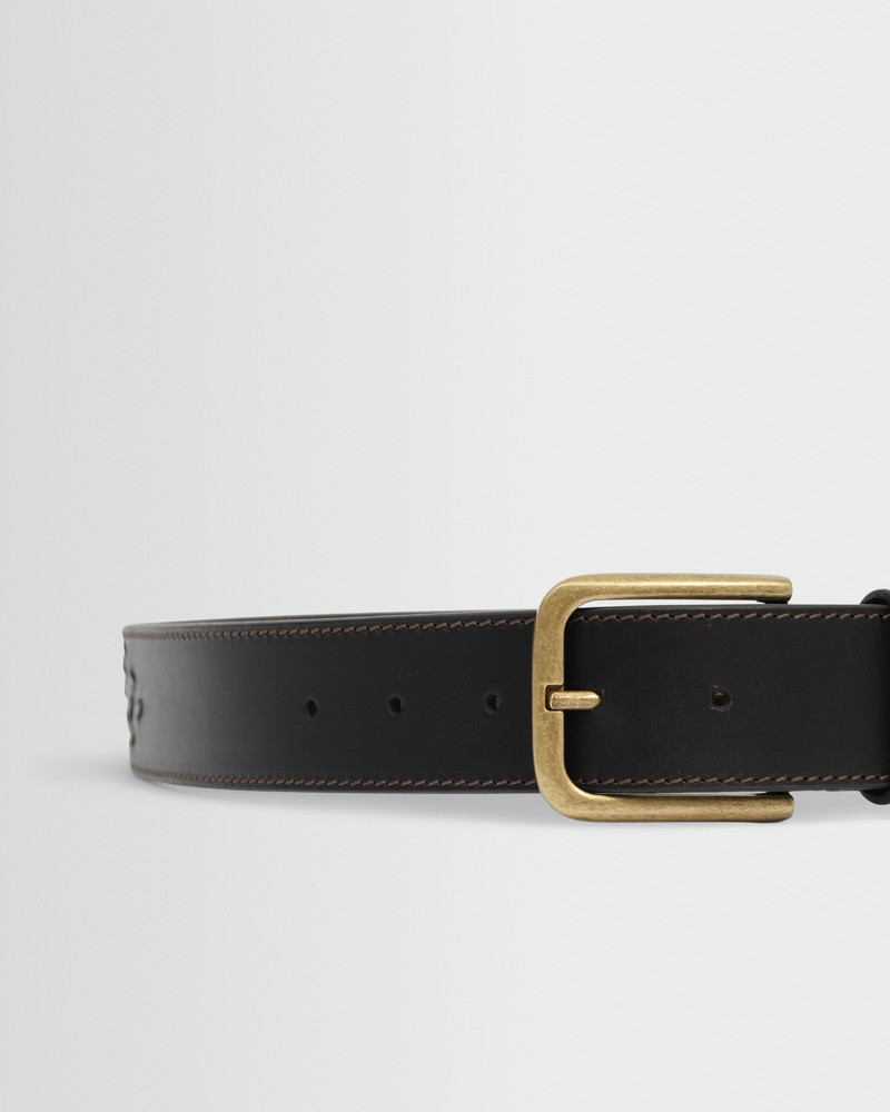 Paton - Dark Brown Embroidered Leather Belt 3