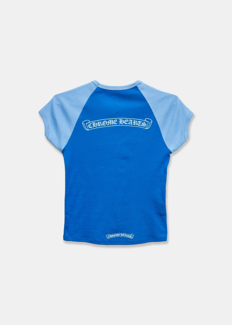 Chrome Hearts CH Two Tone Blue Womens Scroll Baseball Tee 2