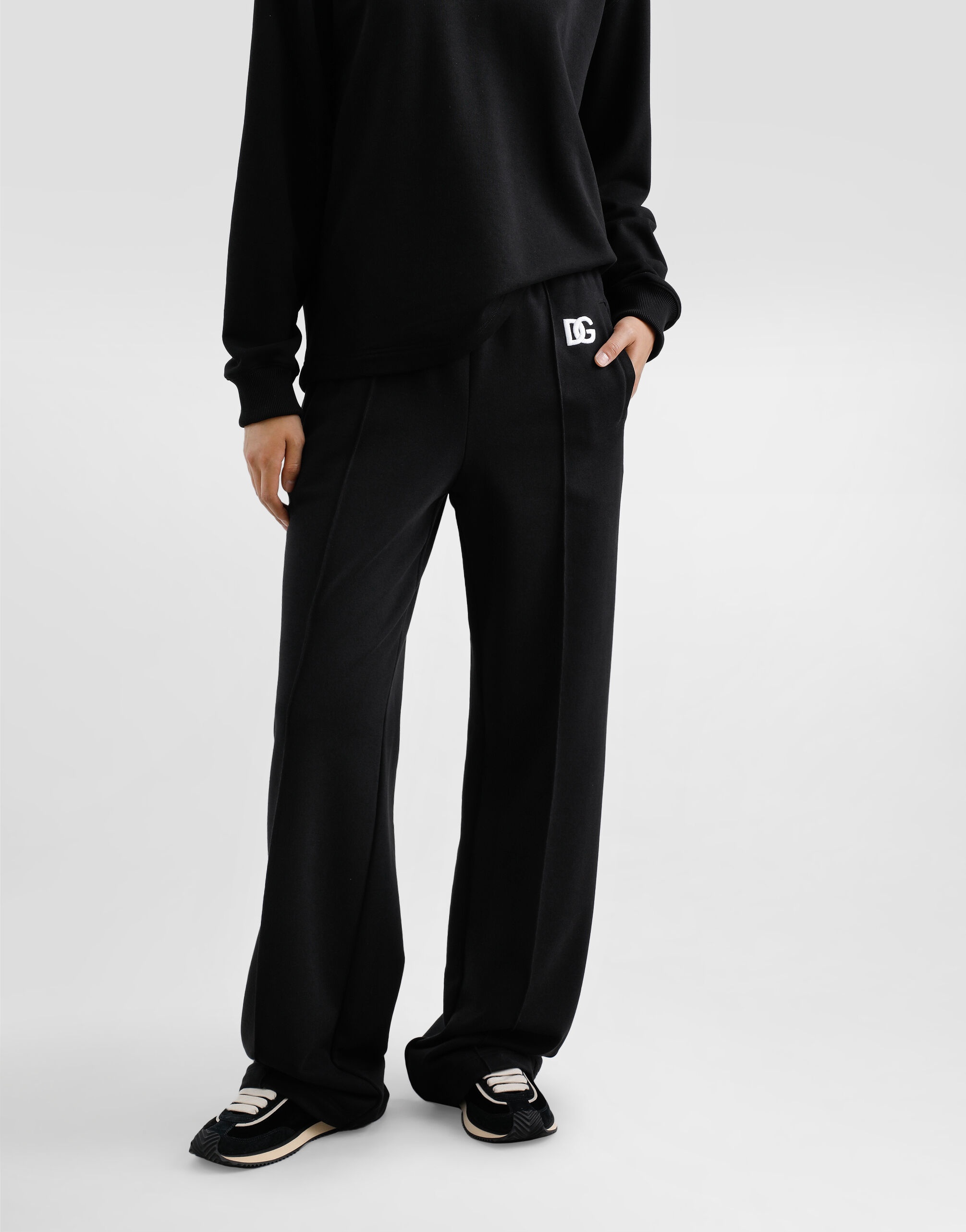 Flared jersey jogging pants with DG logo embroidery - 4