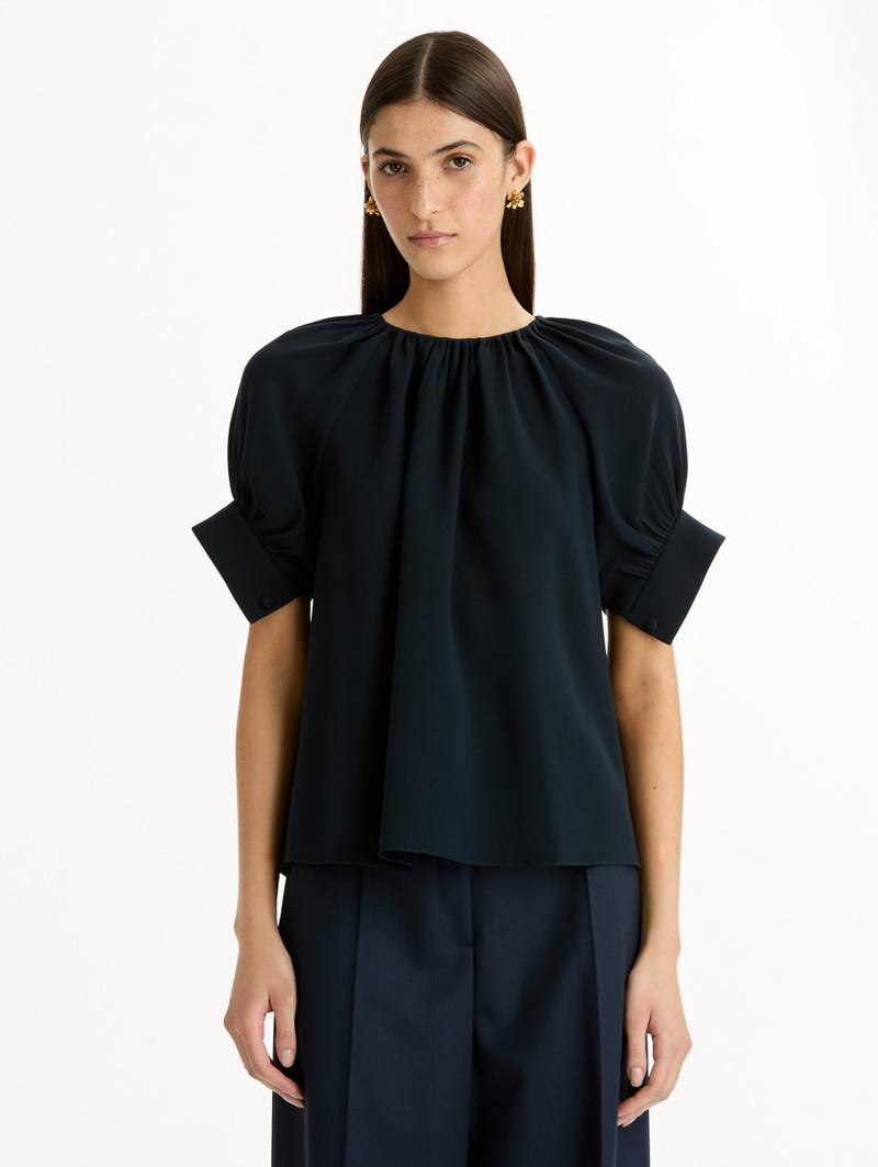 Oscar de la Renta GATHERED SILK GEORGETTE BLOUSE outlook