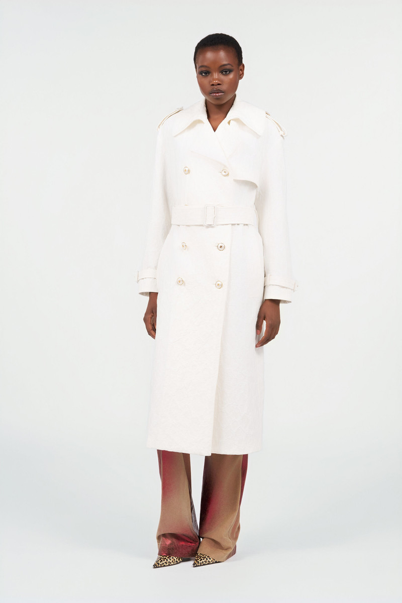 Leopard-pattern cotton jacquard trench coat 3