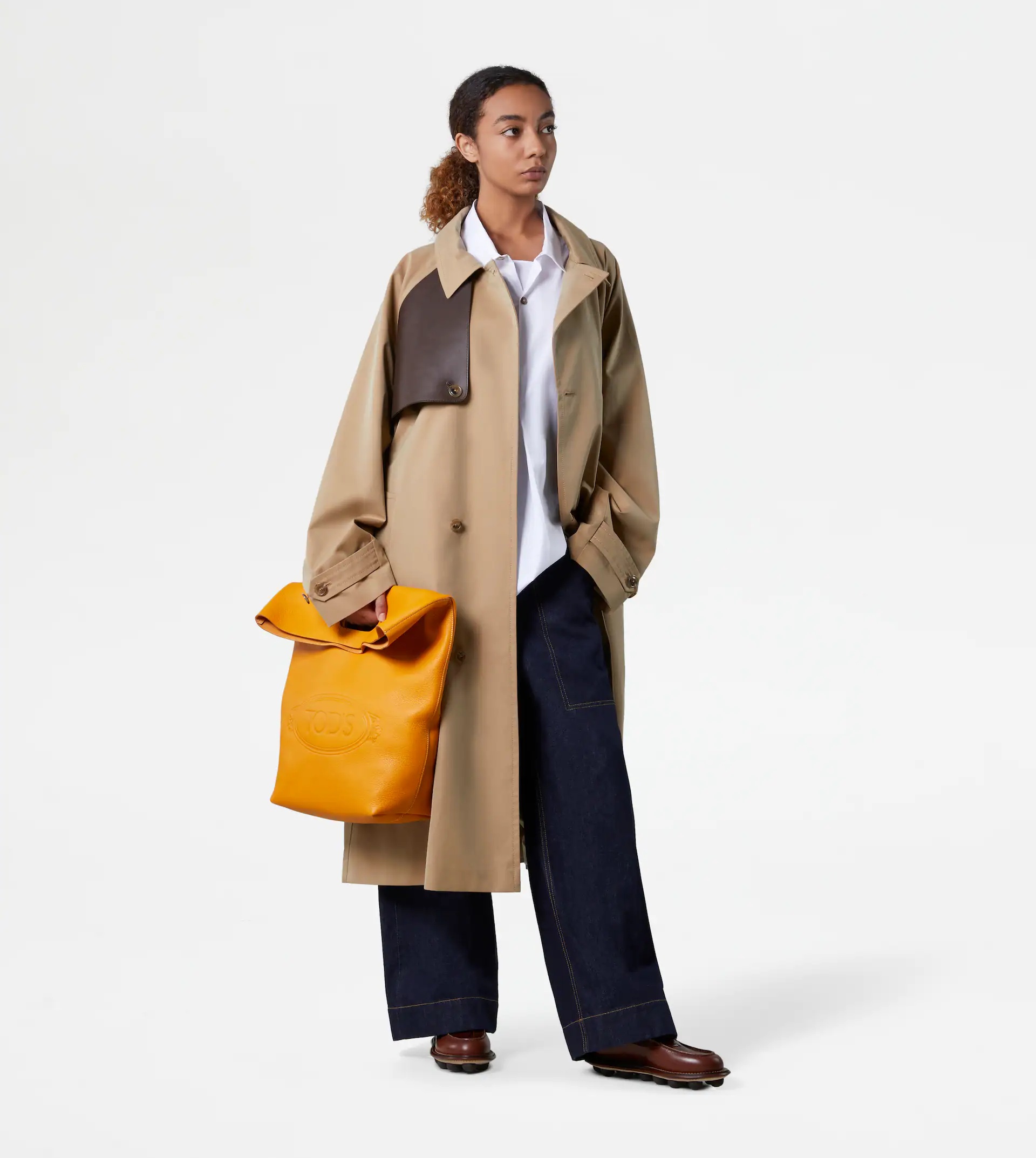 TRENCH COAT WITH LEATHER INSERTS - BEIGE - 6