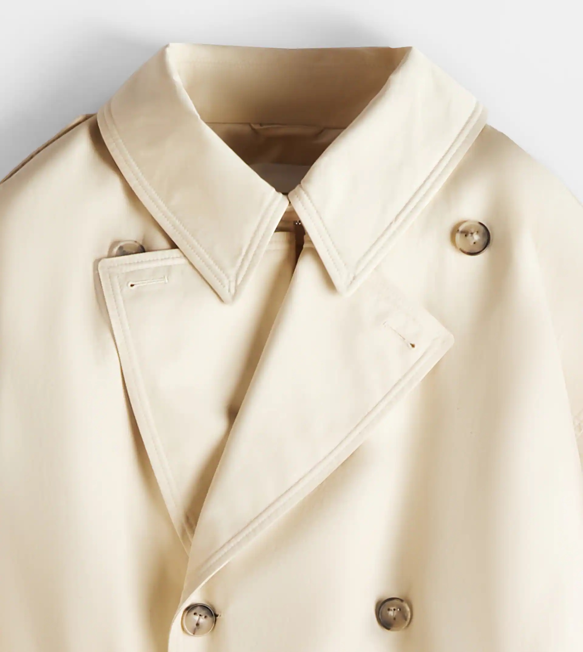 TRENCH COAT WITH LEATHER DETAILING - WHITE - 3