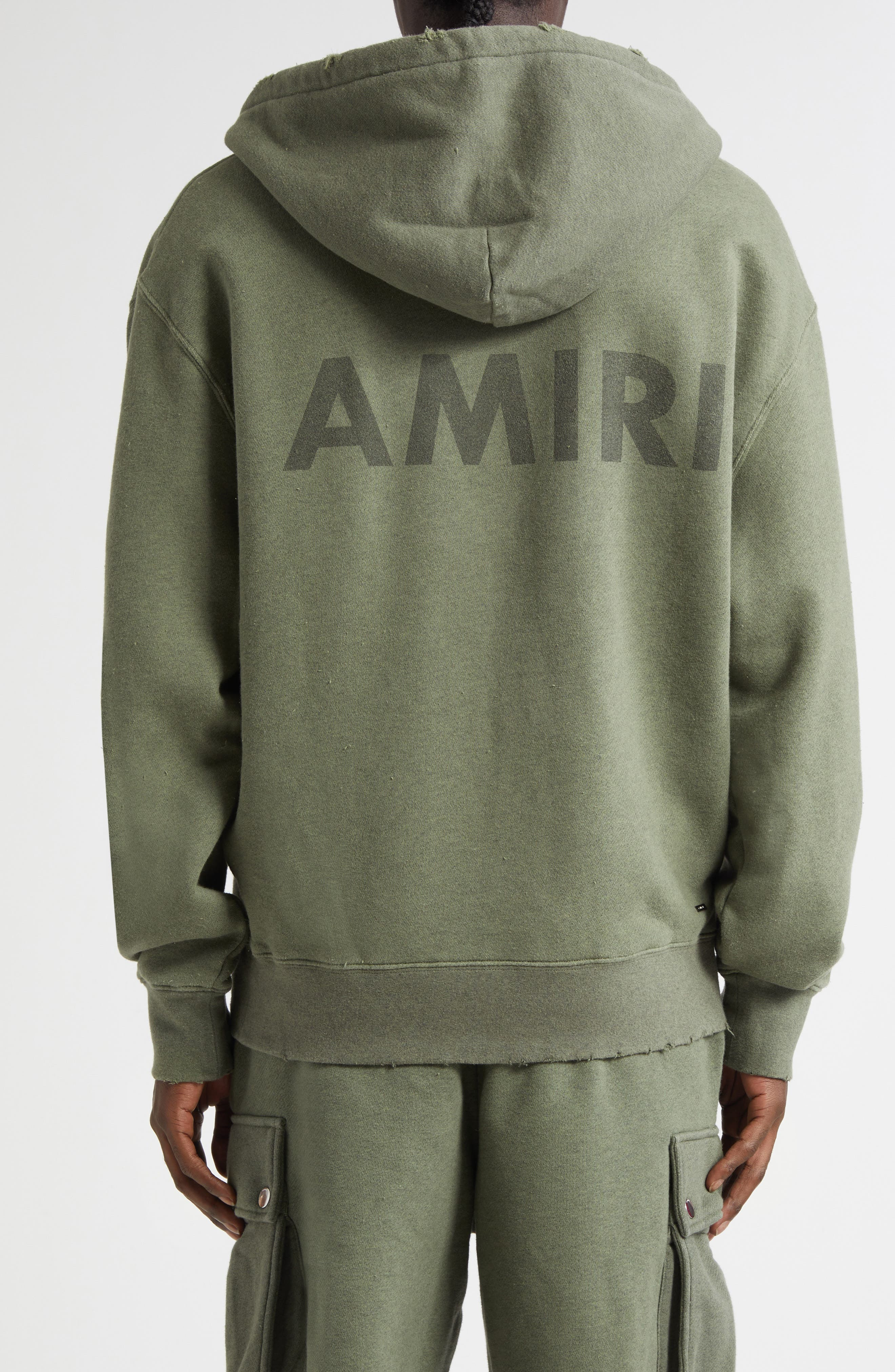 AMIRI Stencil Logo Oversize Cotton Hoodie in Olive at Nordstrom - 3