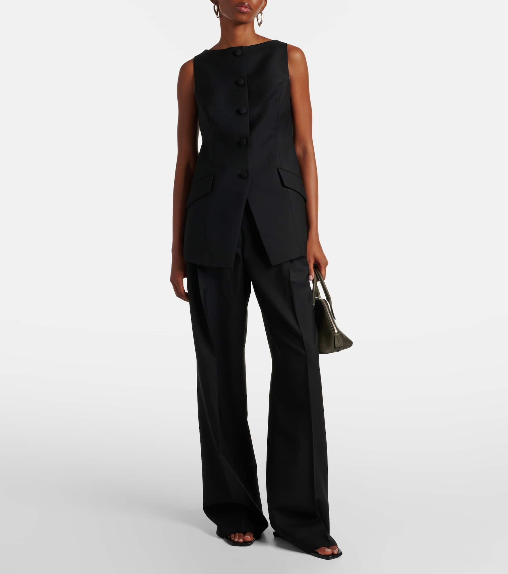 Mid-rise wool and mohair straight pants - 2