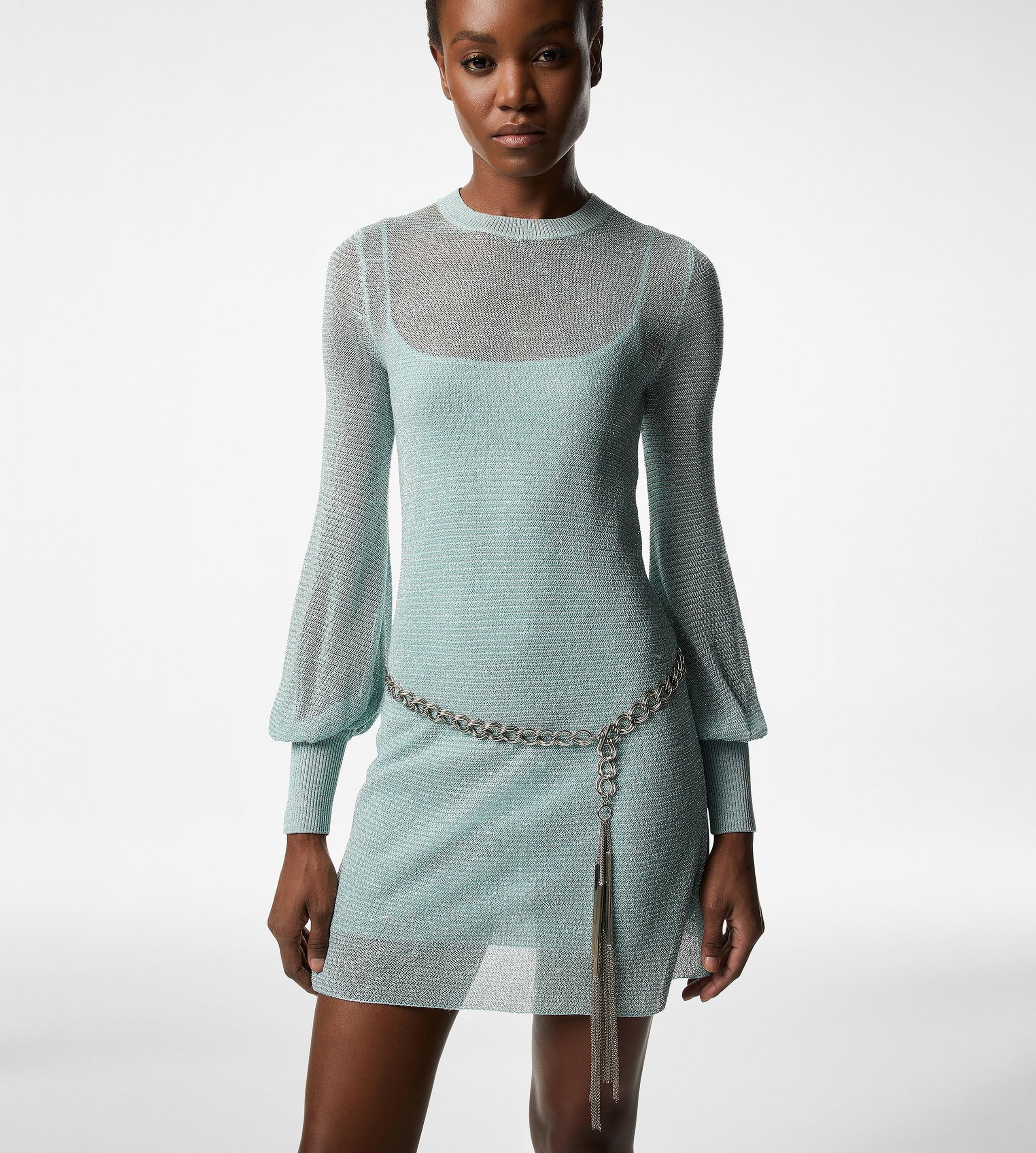 LONG SLEEVE CREWNECK MINI DRESS - 2