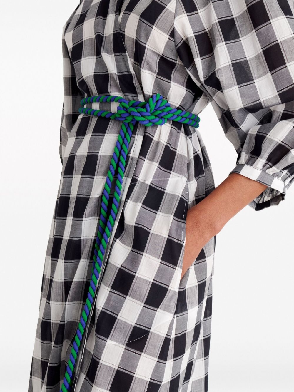 Chess check-patterned cotton dress - 4
