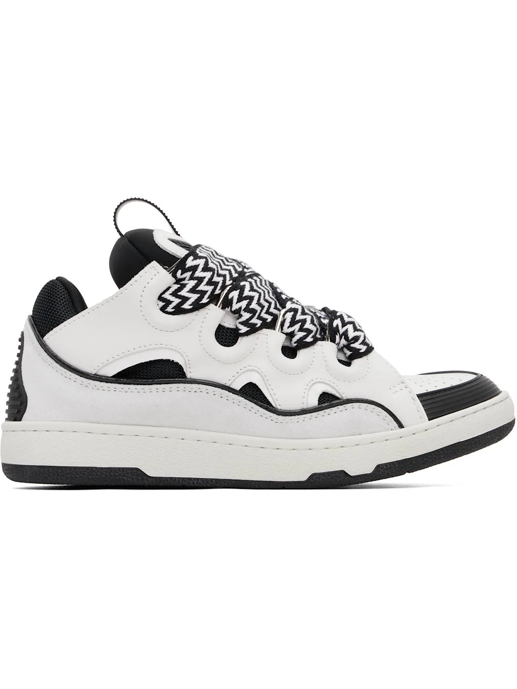 White & Black Curb Sneakers - 1