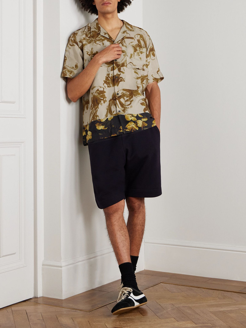 Dries Van Noten Wide-Leg Cotton-Jersey Drawstring Shorts Navy outlook