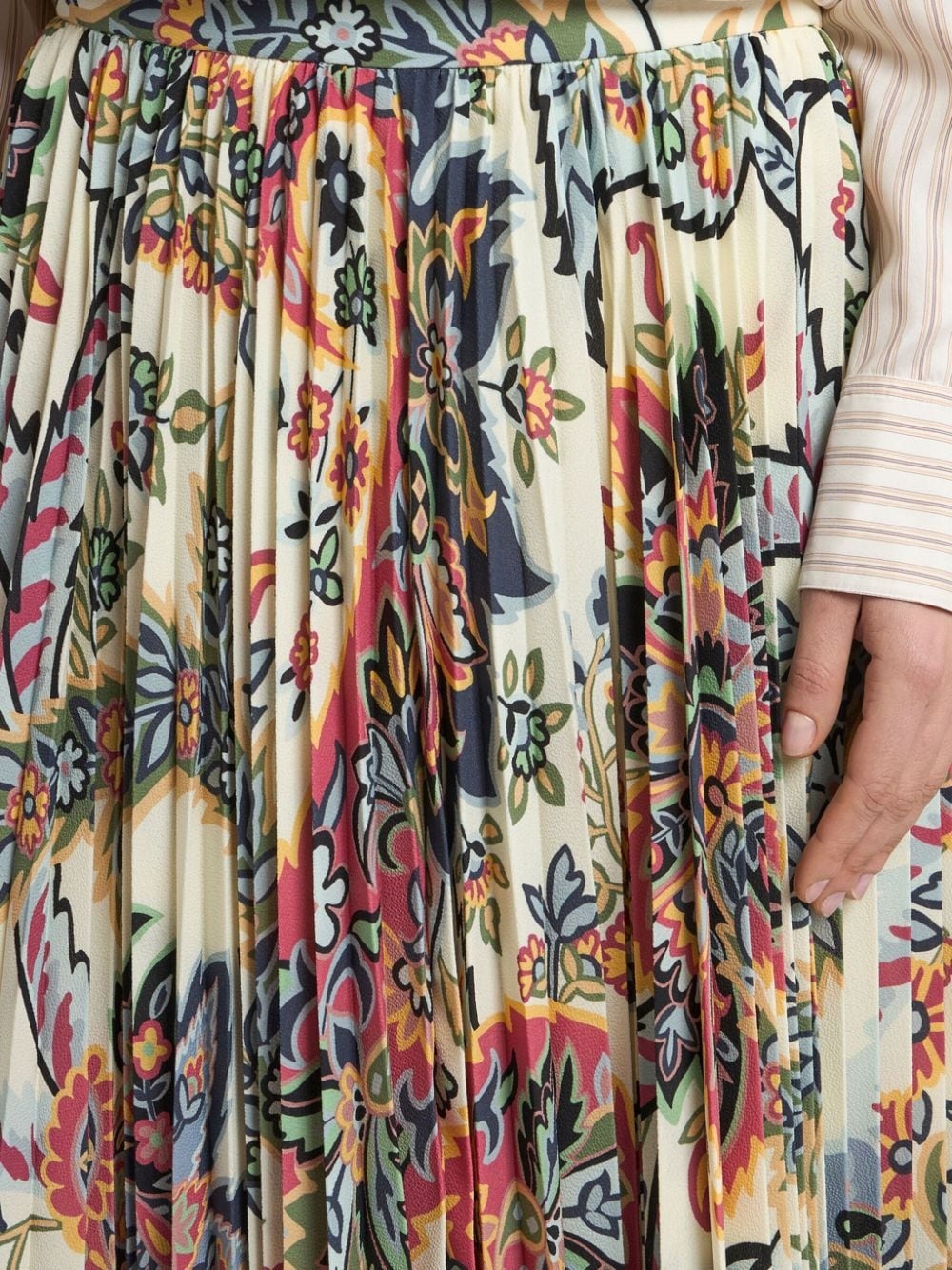 paisley-print pleated midi shirt - 5