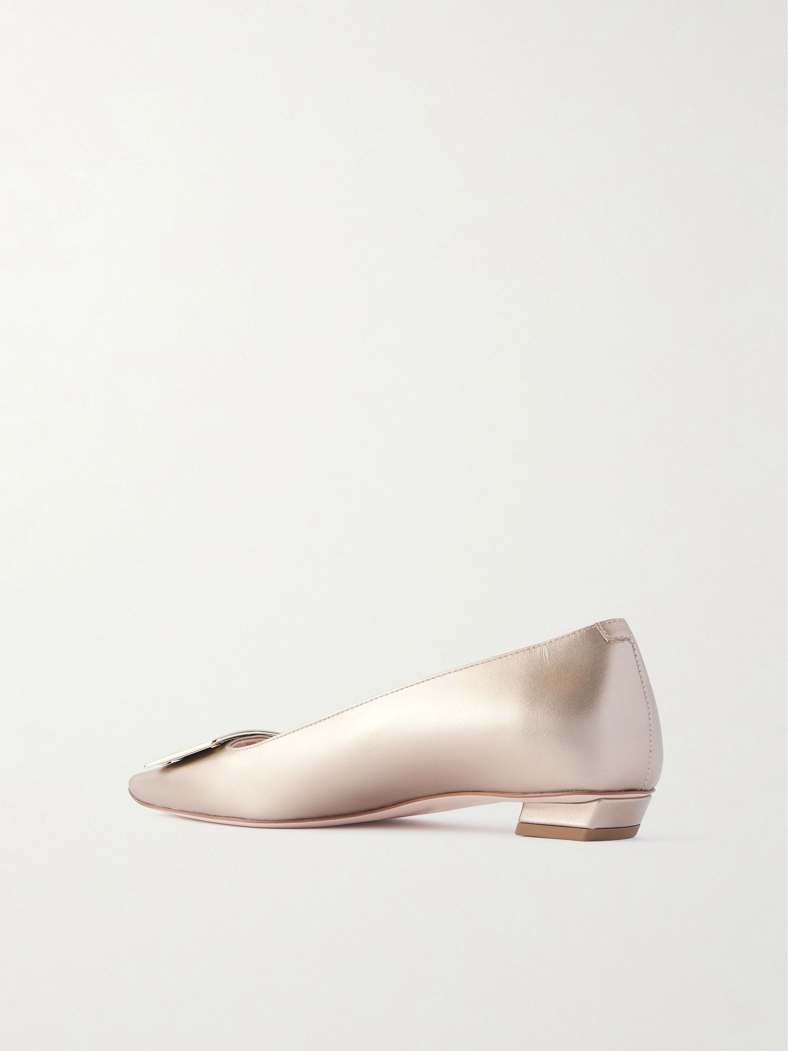 Belle Vivier buckled metallic leather ballet flats Gold - 3
