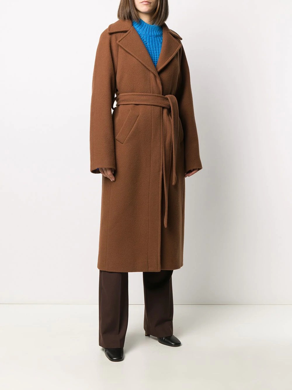 belted mid-length coat - 3