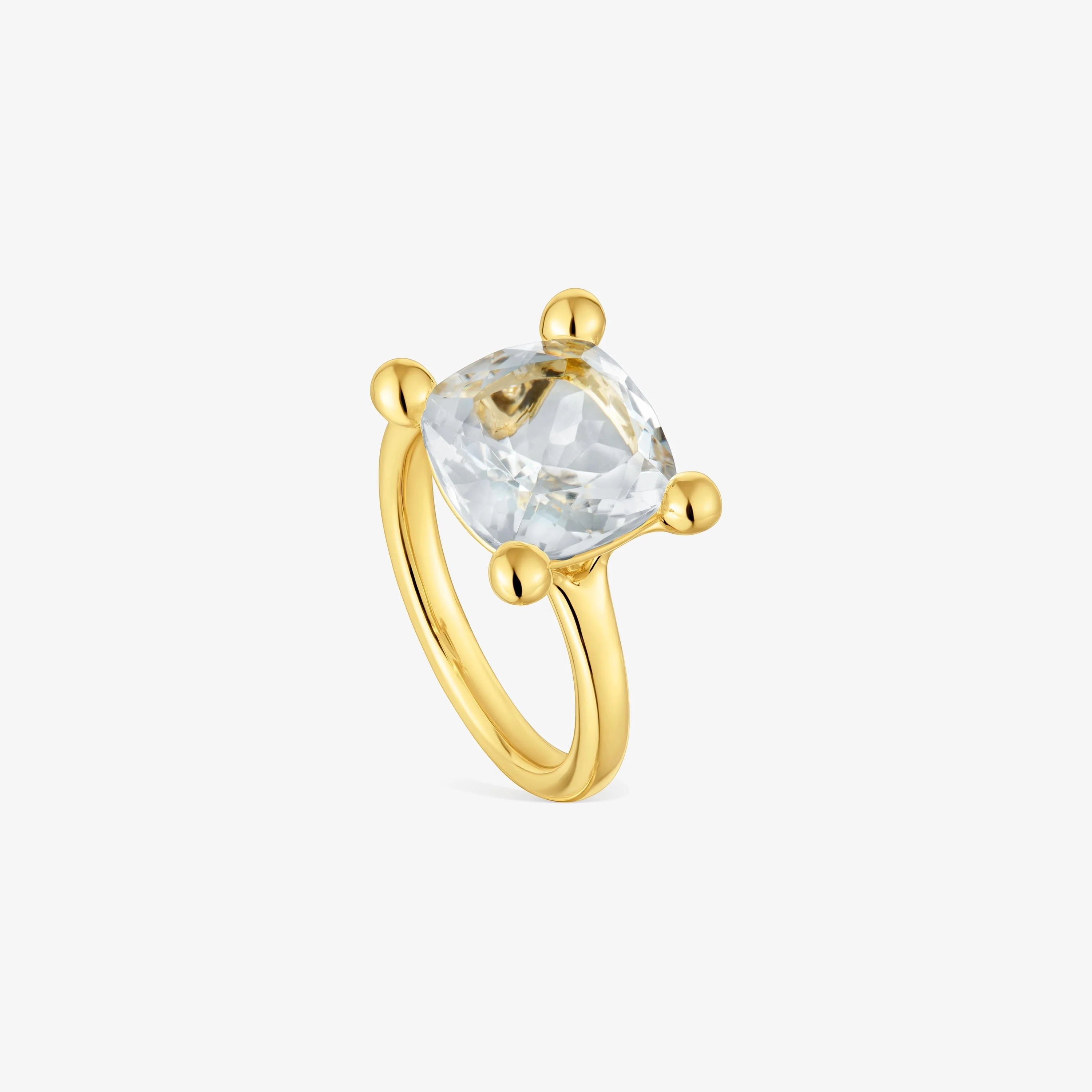 Medium 18K gold vermeil and rock crystal quartz Ring Color White - 1