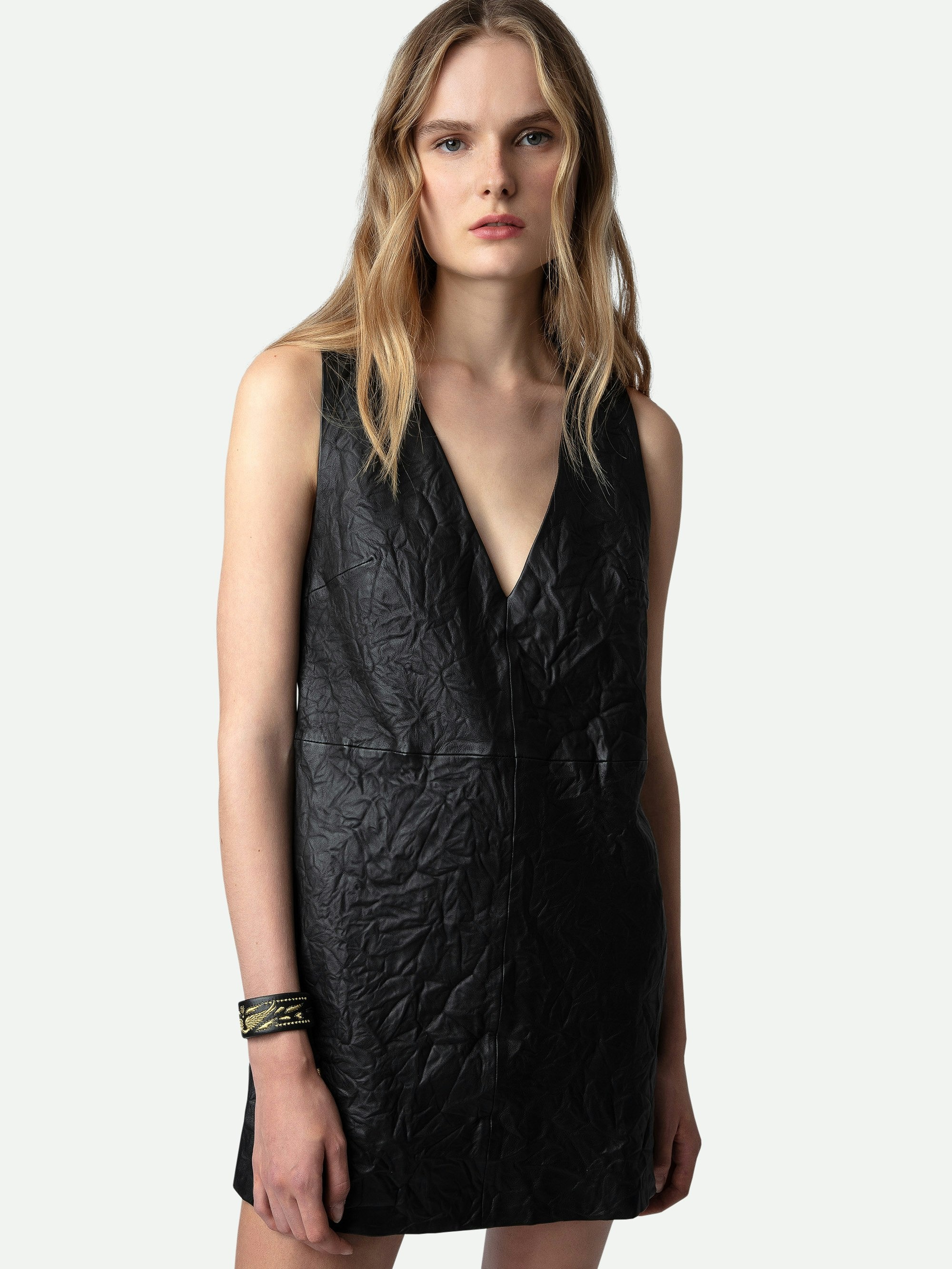 Rasha Crinkled Leather Dress - 5