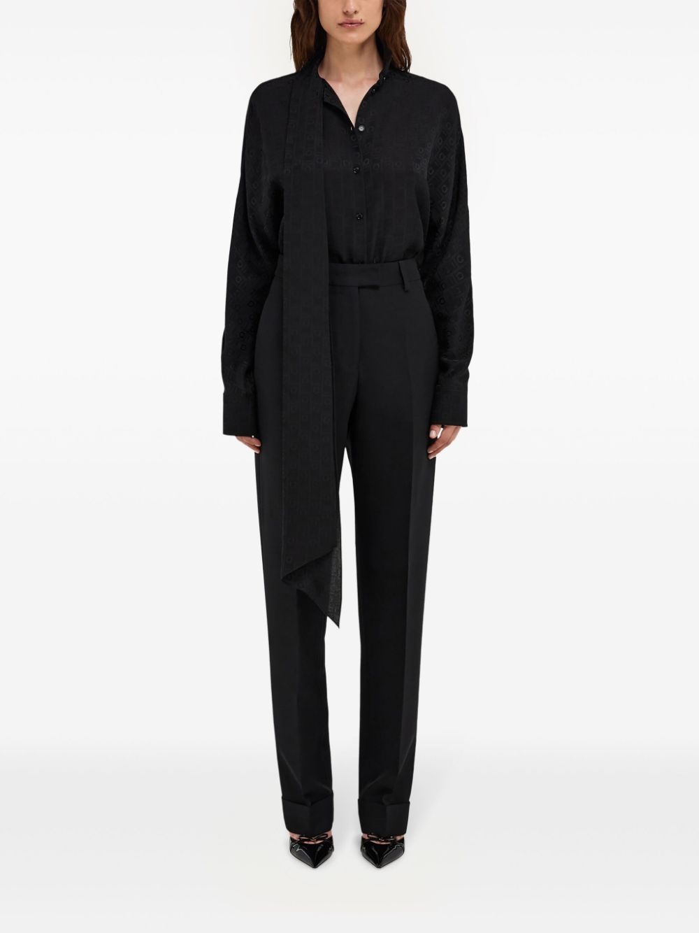 sash-collar silk blouse - 2